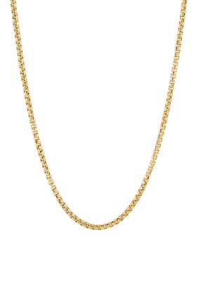 Belk & Co 2 Millimeter Solid Round Box Chain Necklace in Gold Over Sterling Silver