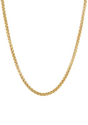 Belk & Co 2 Millimeter Solid Round Box Chain Necklace in Gold Over Sterling Silver
