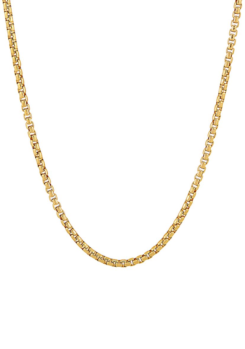 2 Millimeter Solid Round Box Chain Necklace in Gold Over Sterling Silver