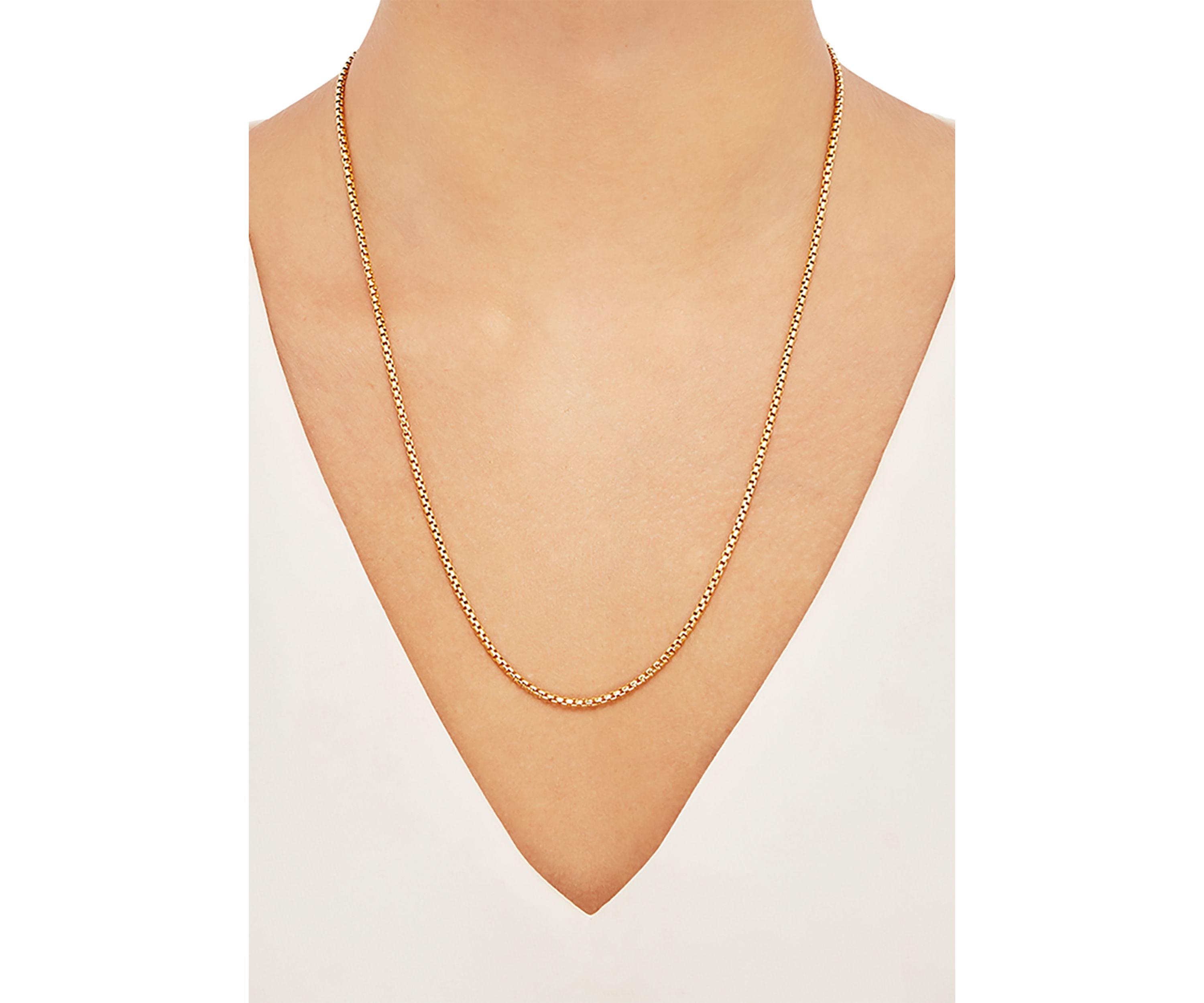 2 Millimeter Solid Round Box Chain Necklace in Gold Over Sterling Silver