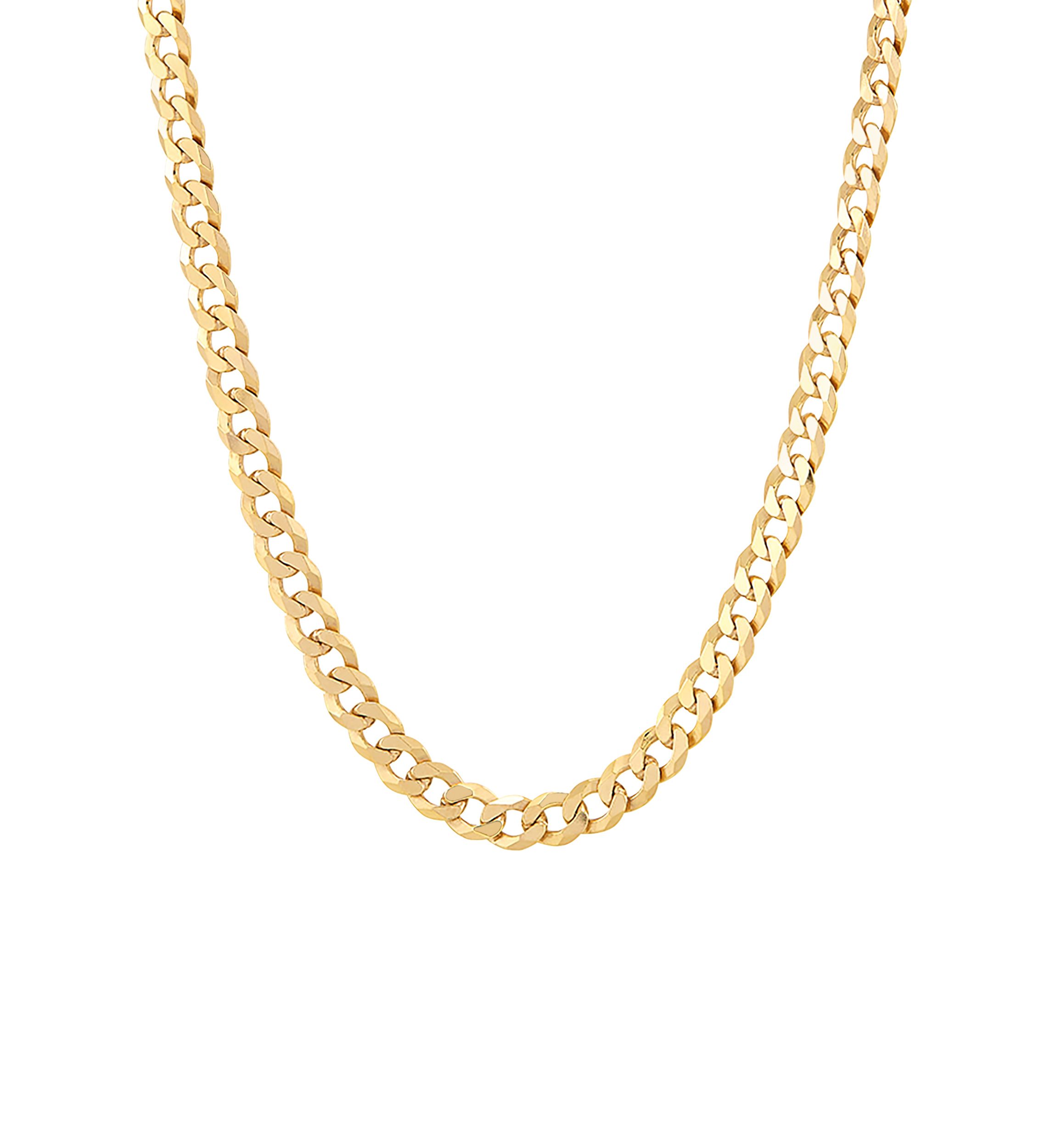 5 Millimeter Solid Flat Curb Chain Necklace in Gold Over Sterling Silver