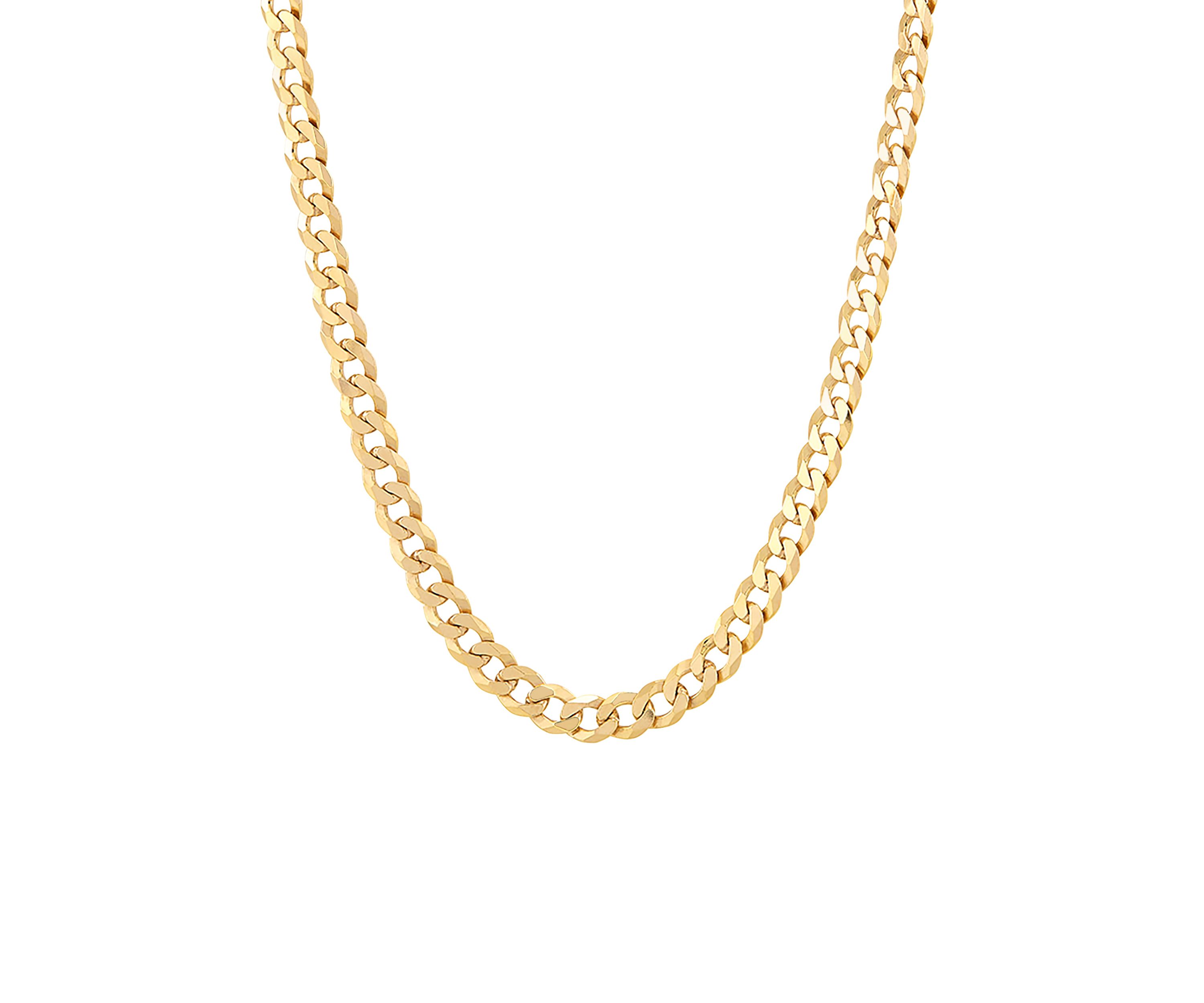 5 Millimeter Solid Flat Curb Chain Necklace in Gold Over Sterling Silver