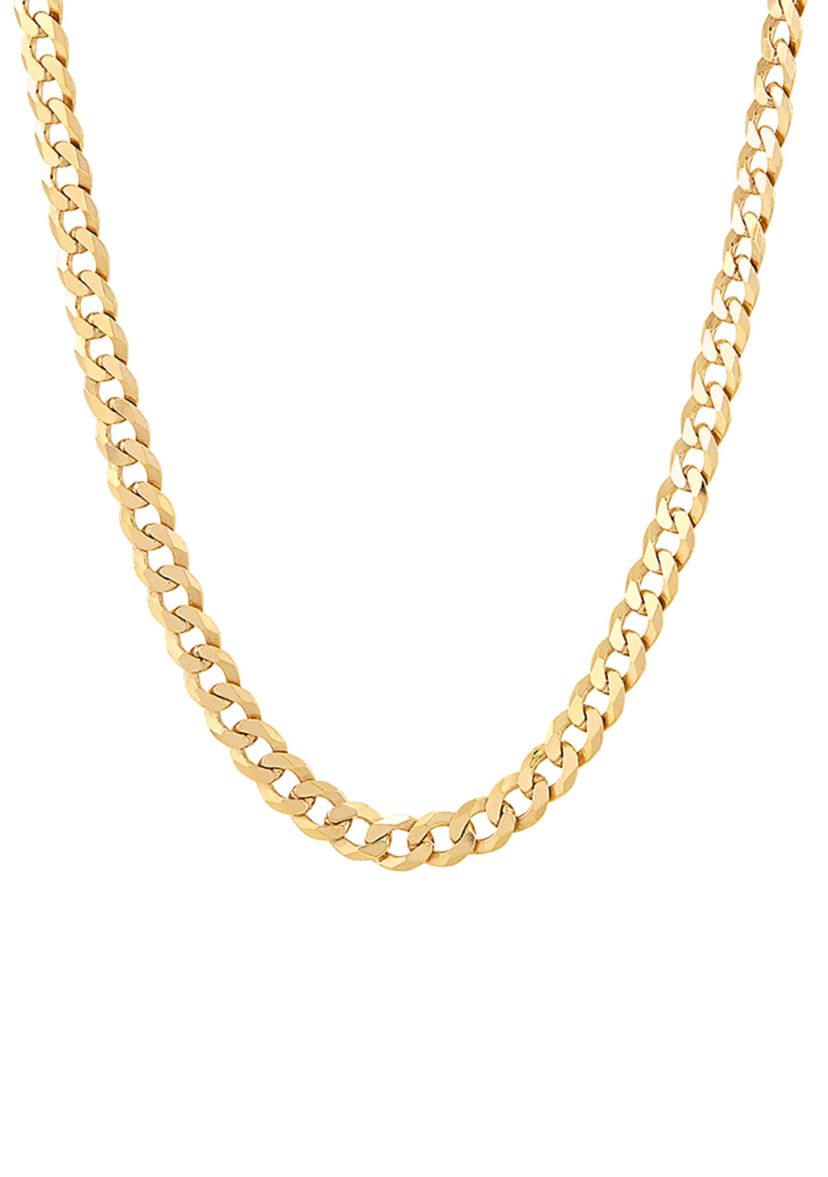 5 Millimeter Solid Flat Curb Chain Necklace in Gold Over Sterling Silver
