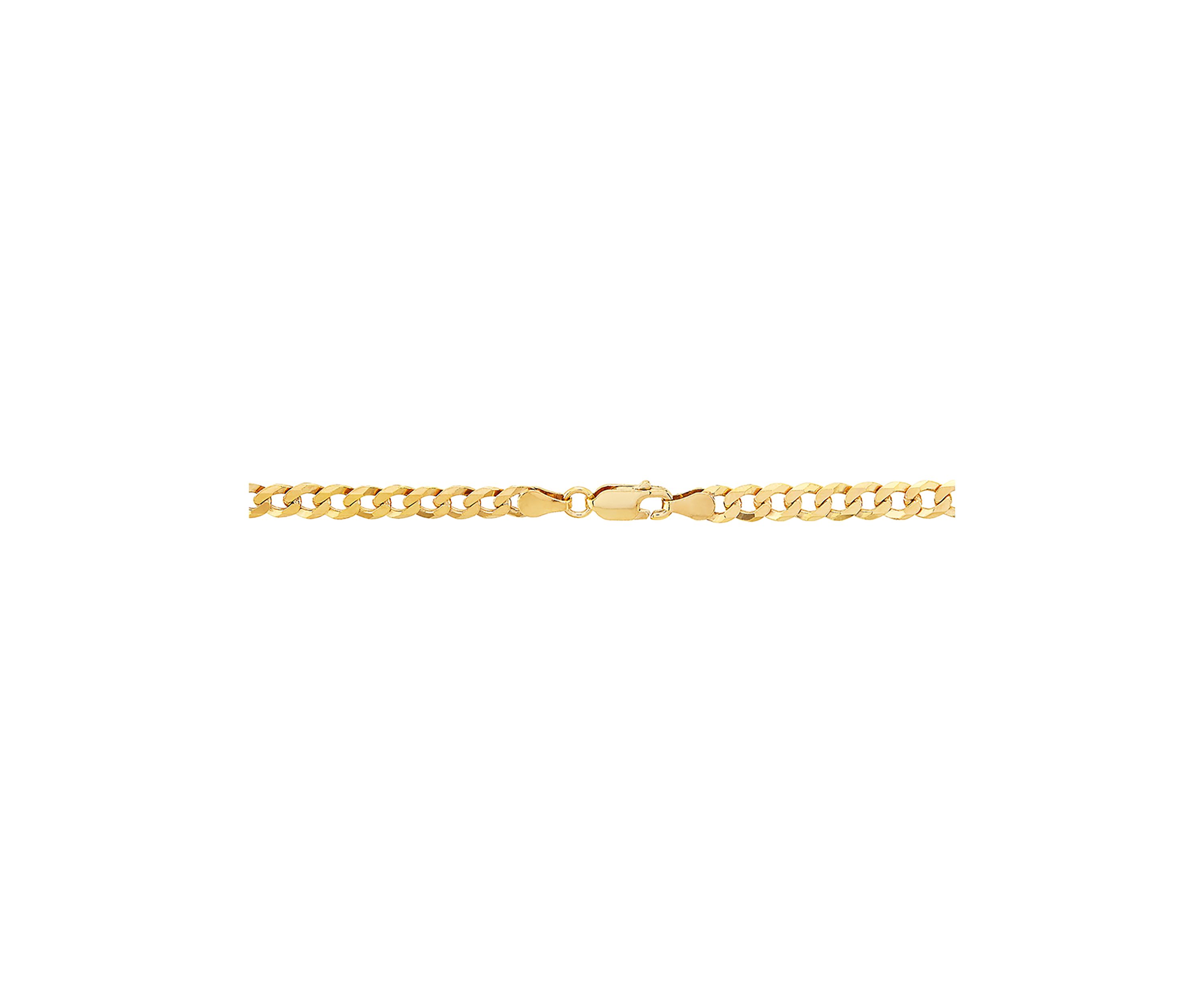 5 Millimeter Solid Flat Curb Chain Necklace in Gold Over Sterling Silver