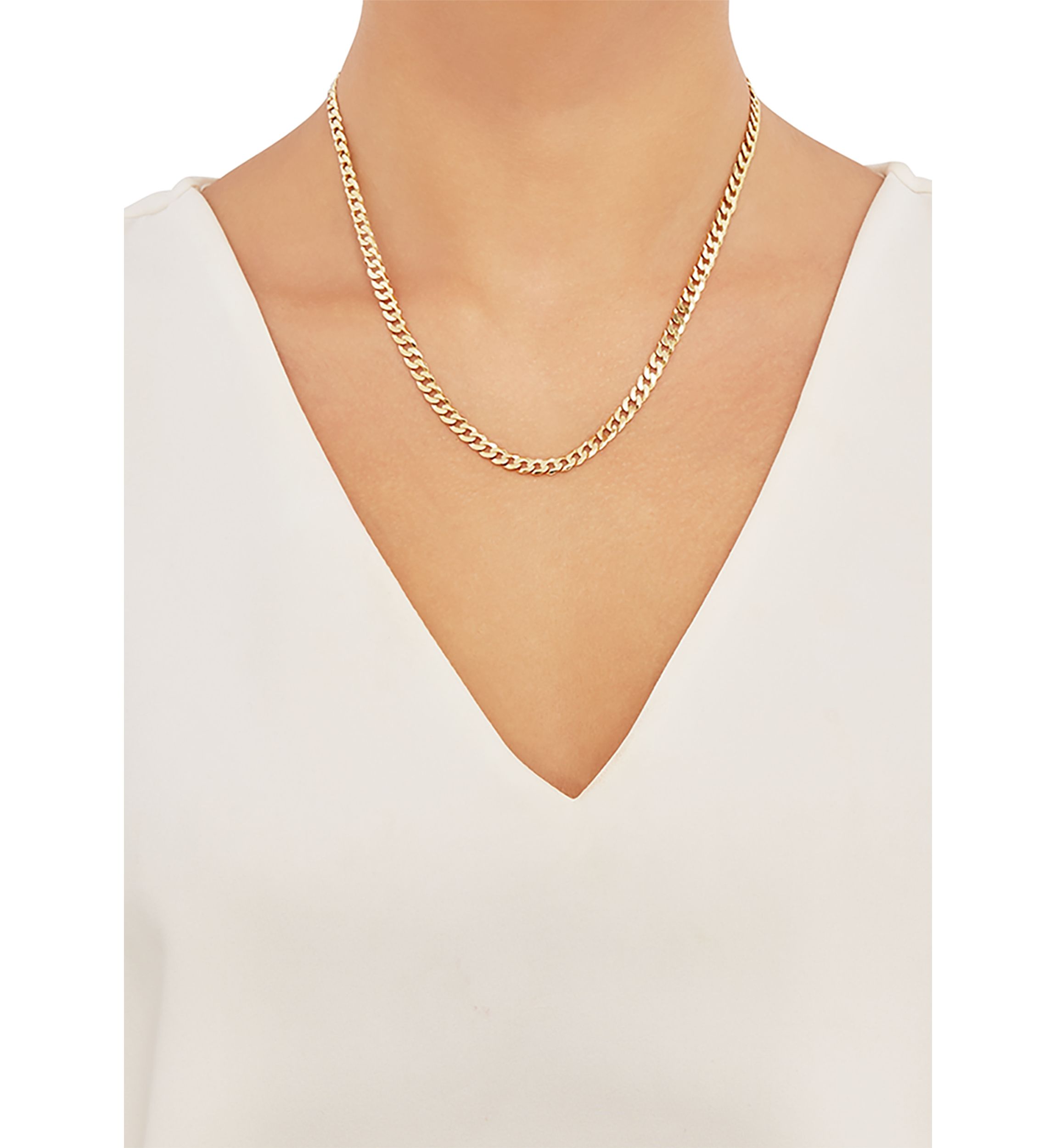 5 Millimeter Solid Flat Curb Chain Necklace in Gold Over Sterling Silver