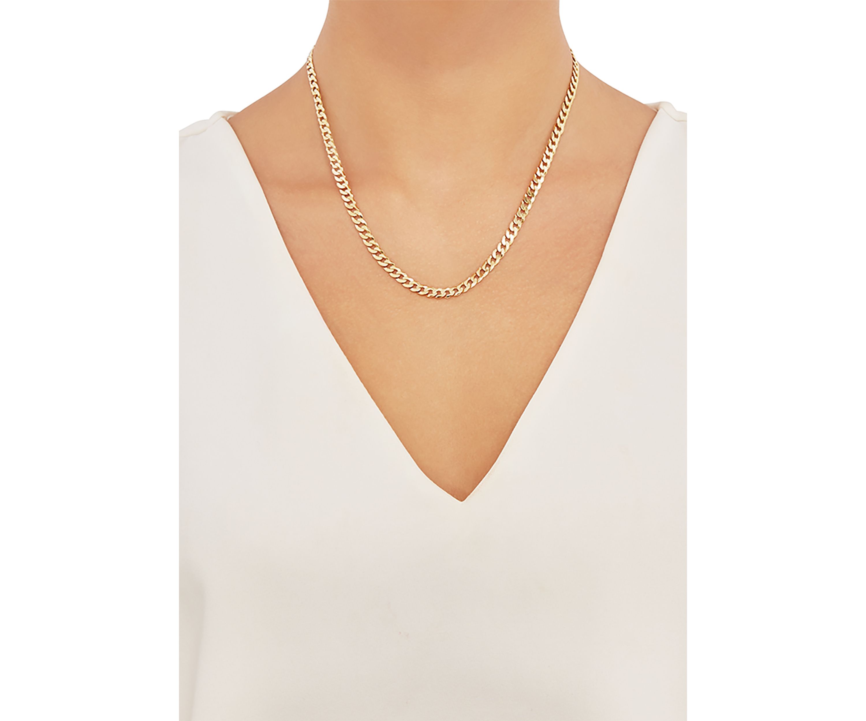 5 Millimeter Solid Flat Curb Chain Necklace in Gold Over Sterling Silver