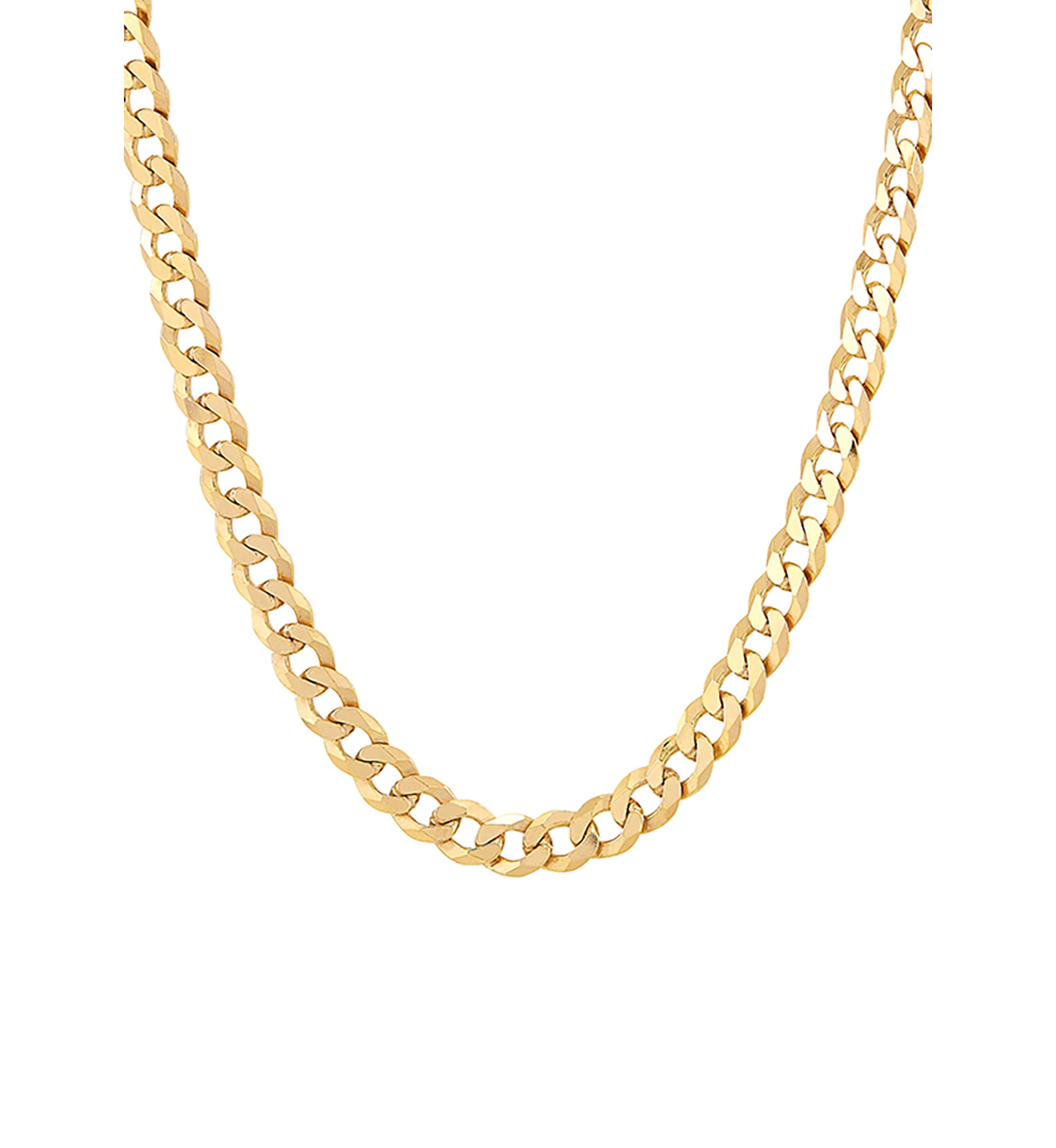 5 Millimeter Solid Flat Curb Chain Necklace in Gold Over Sterling Silver