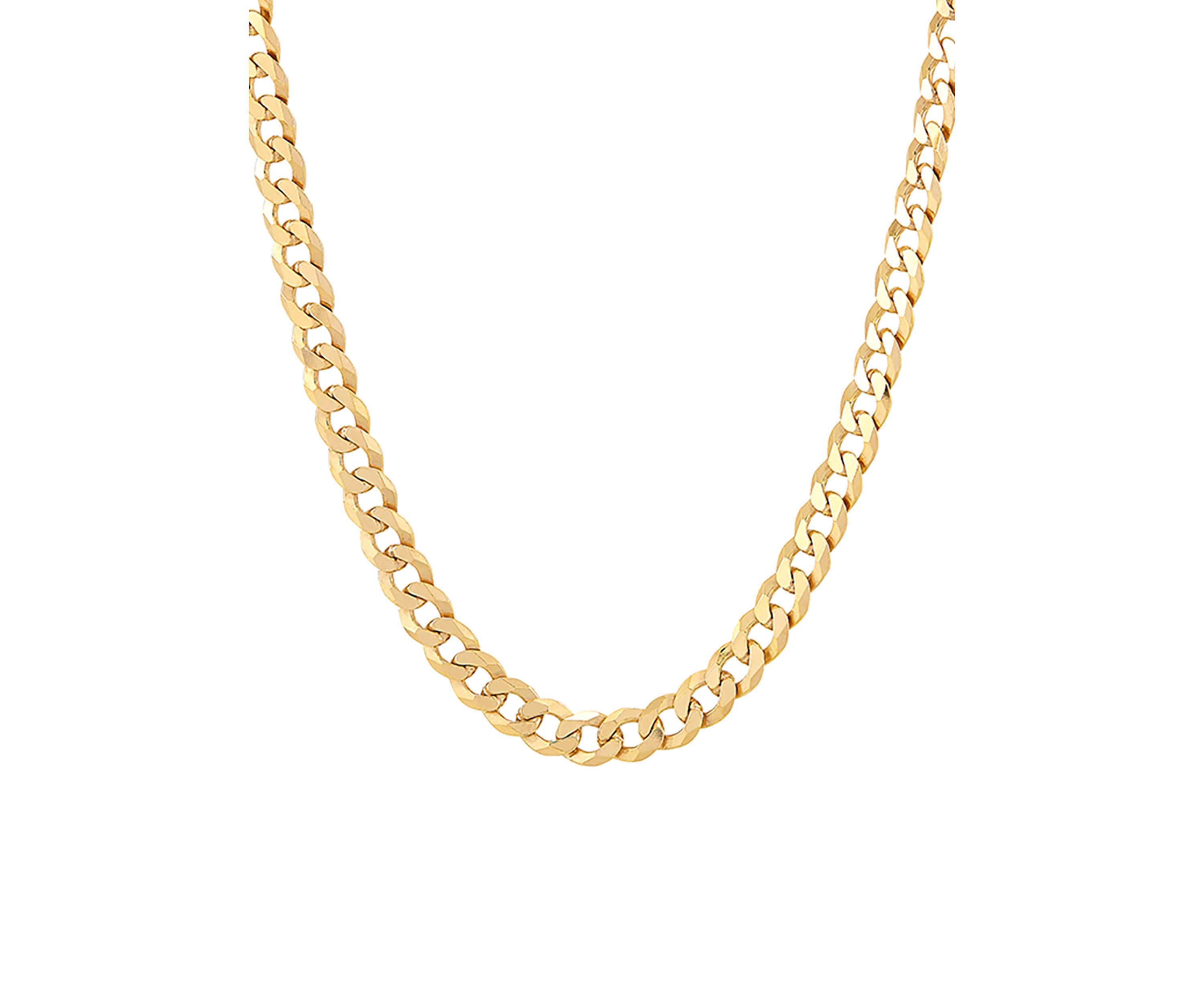 5 Millimeter Solid Flat Curb Chain Necklace in Gold Over Sterling Silver