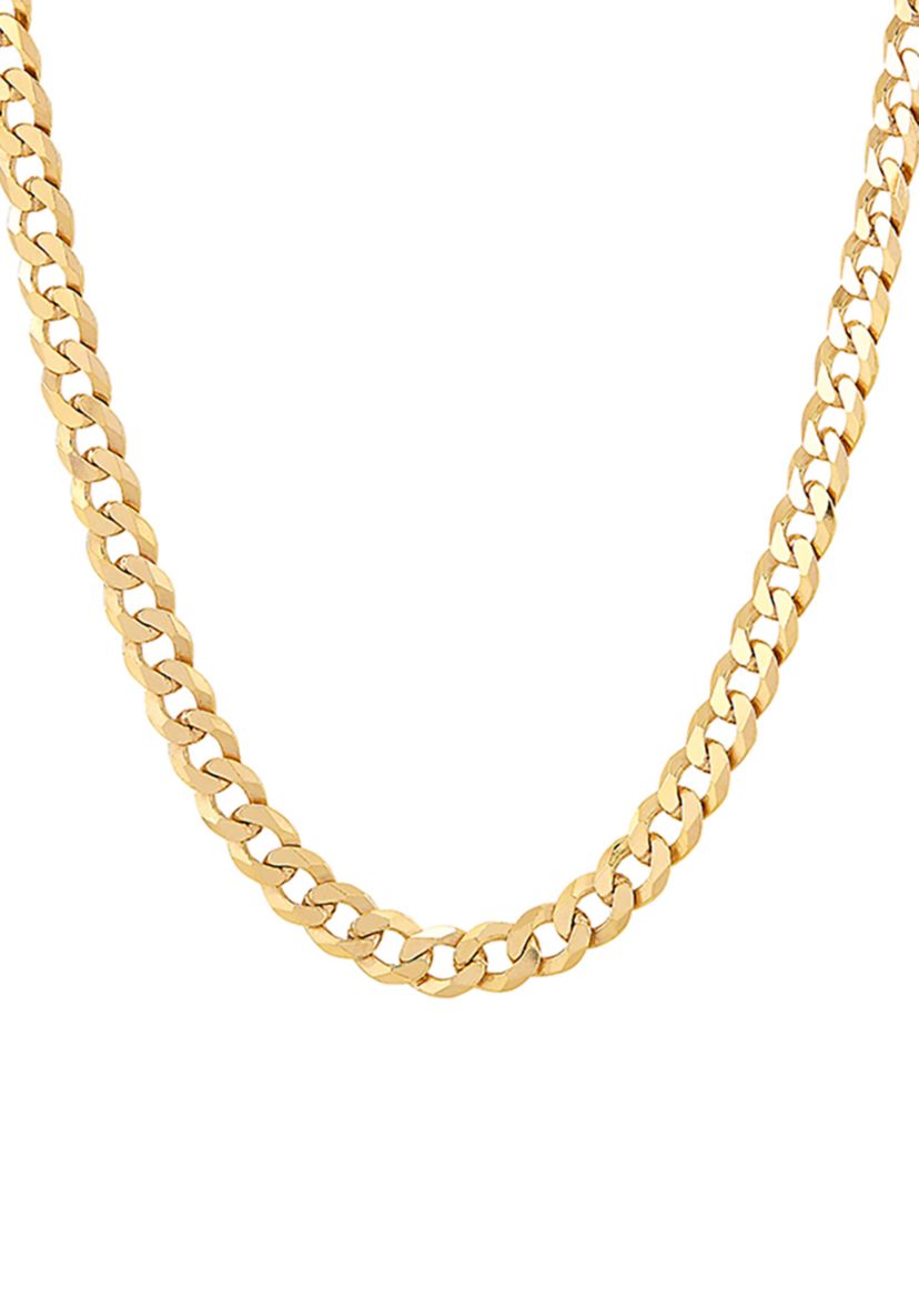 5 Millimeter Solid Flat Curb Chain Necklace in Gold Over Sterling Silver