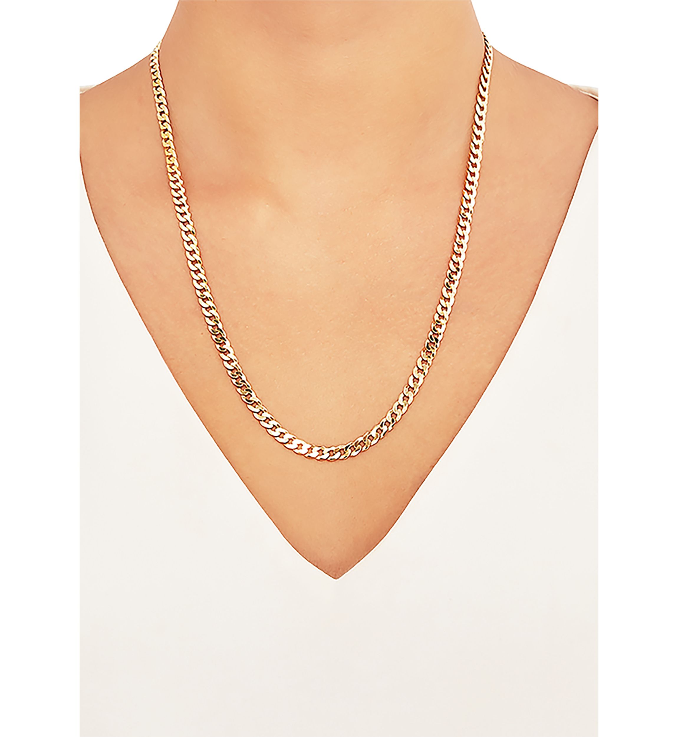 5 Millimeter Solid Flat Curb Chain Necklace in Gold Over Sterling Silver