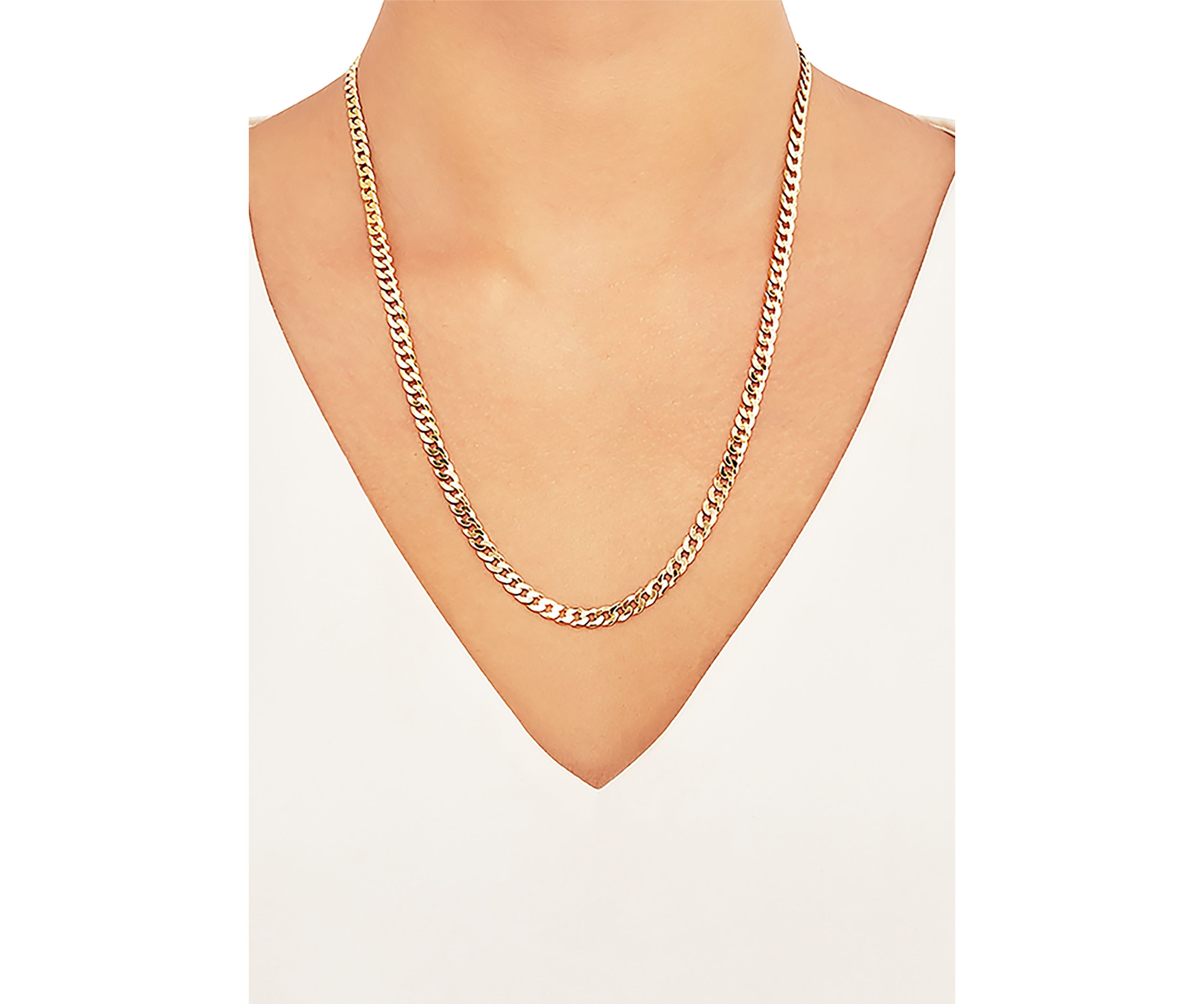 5 Millimeter Solid Flat Curb Chain Necklace in Gold Over Sterling Silver