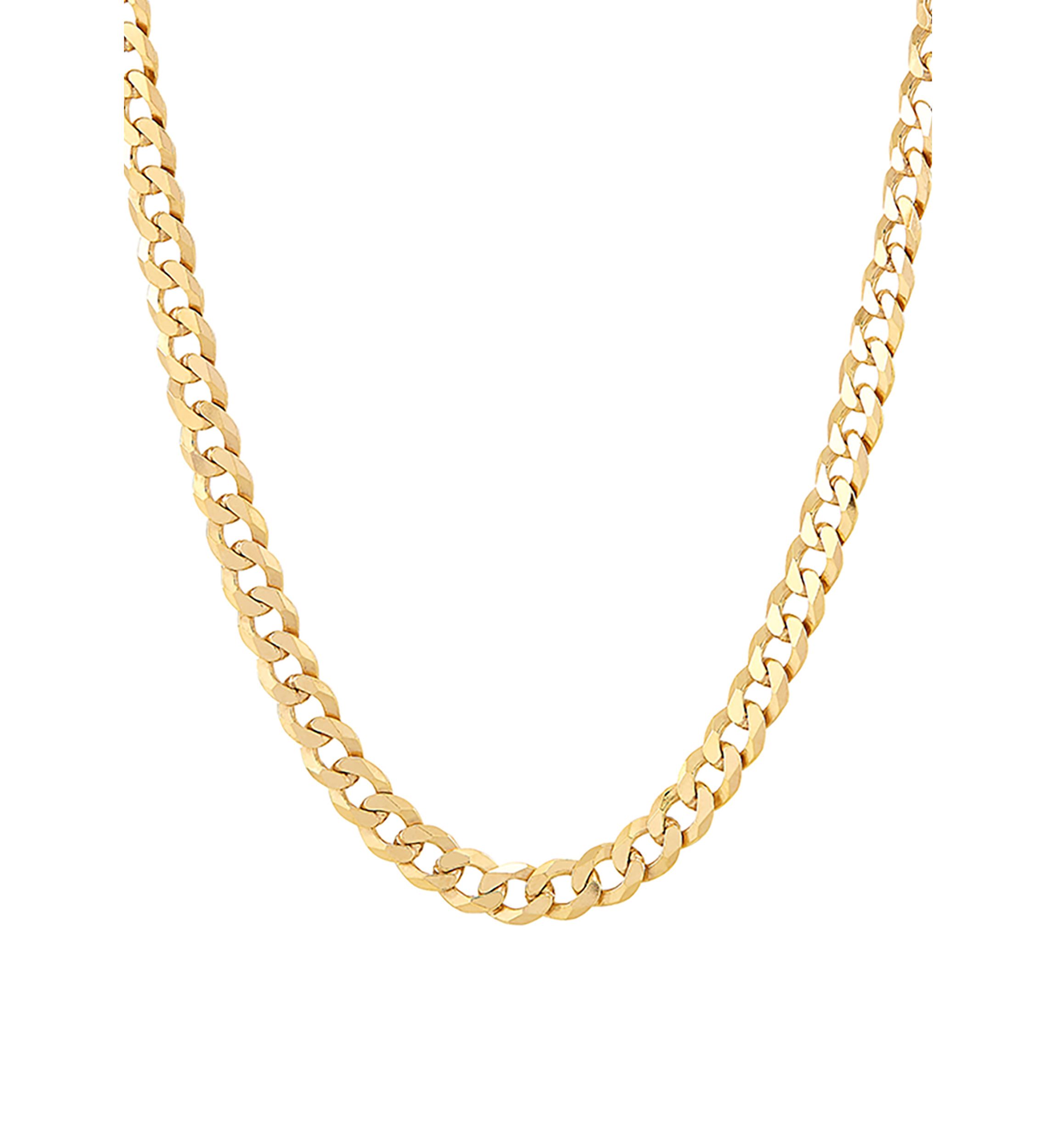5 Millimeter Solid Flat Curb Chain Necklace in Gold over Sterling Silver