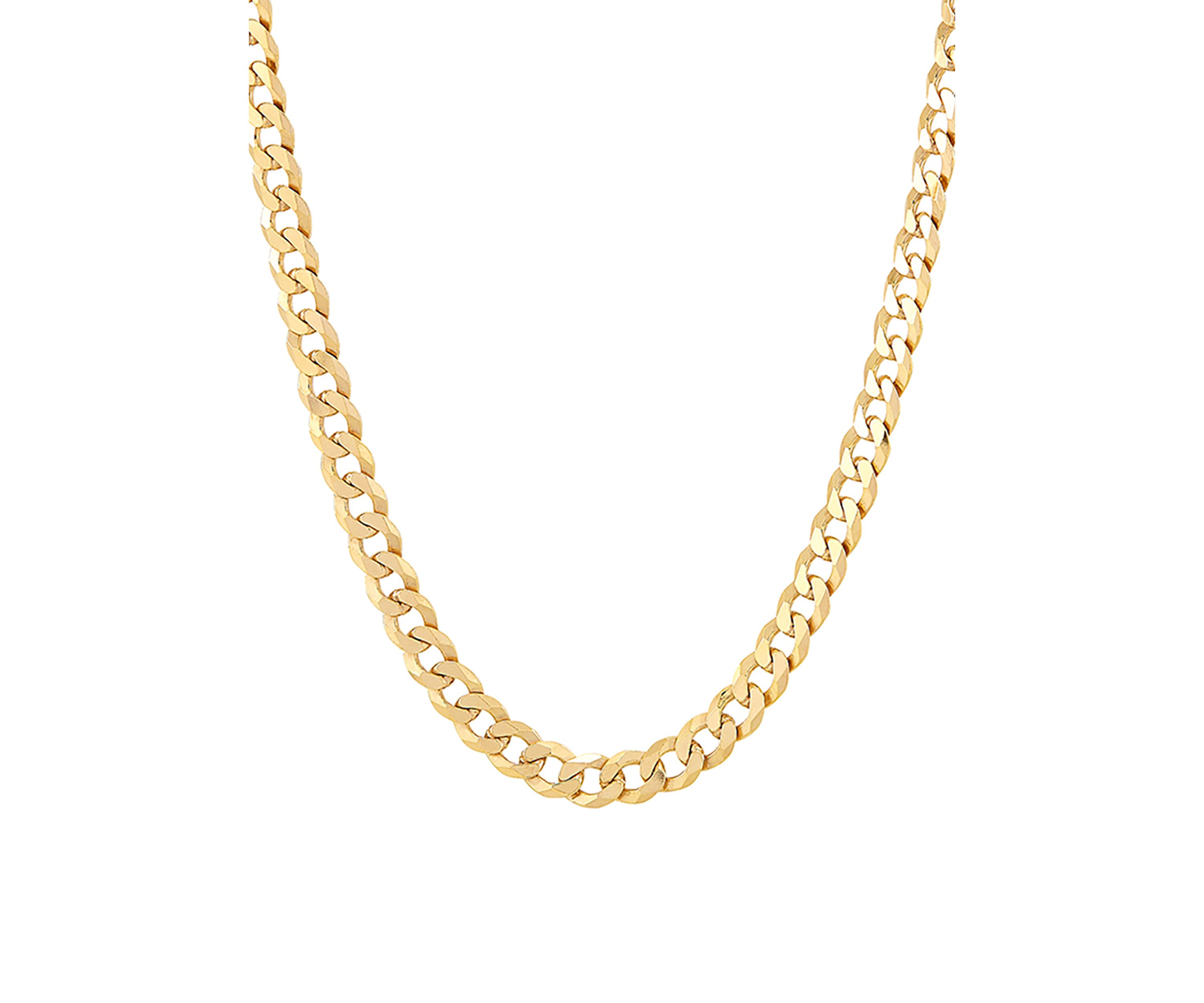 5 Millimeter Solid Flat Curb Chain Necklace in Gold over Sterling Silver