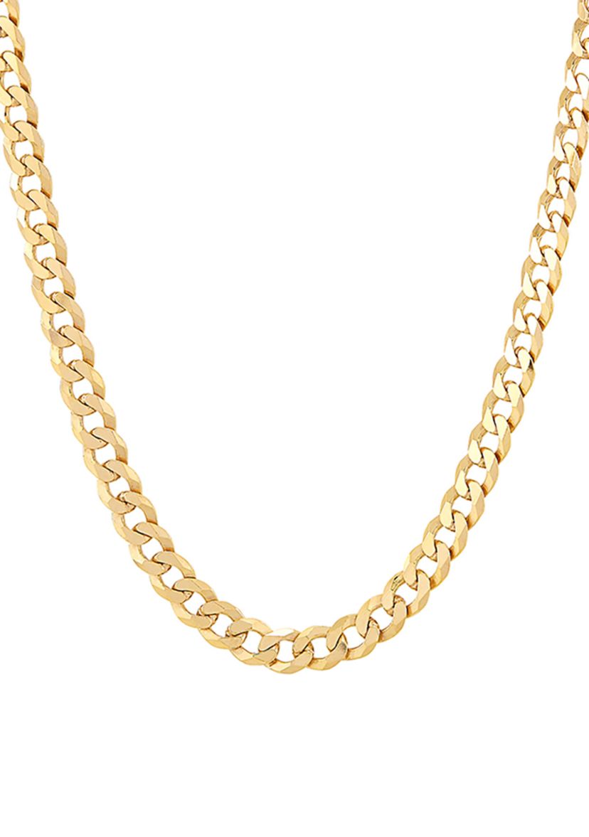 5 Millimeter Solid Flat Curb Chain Necklace in Gold over Sterling Silver