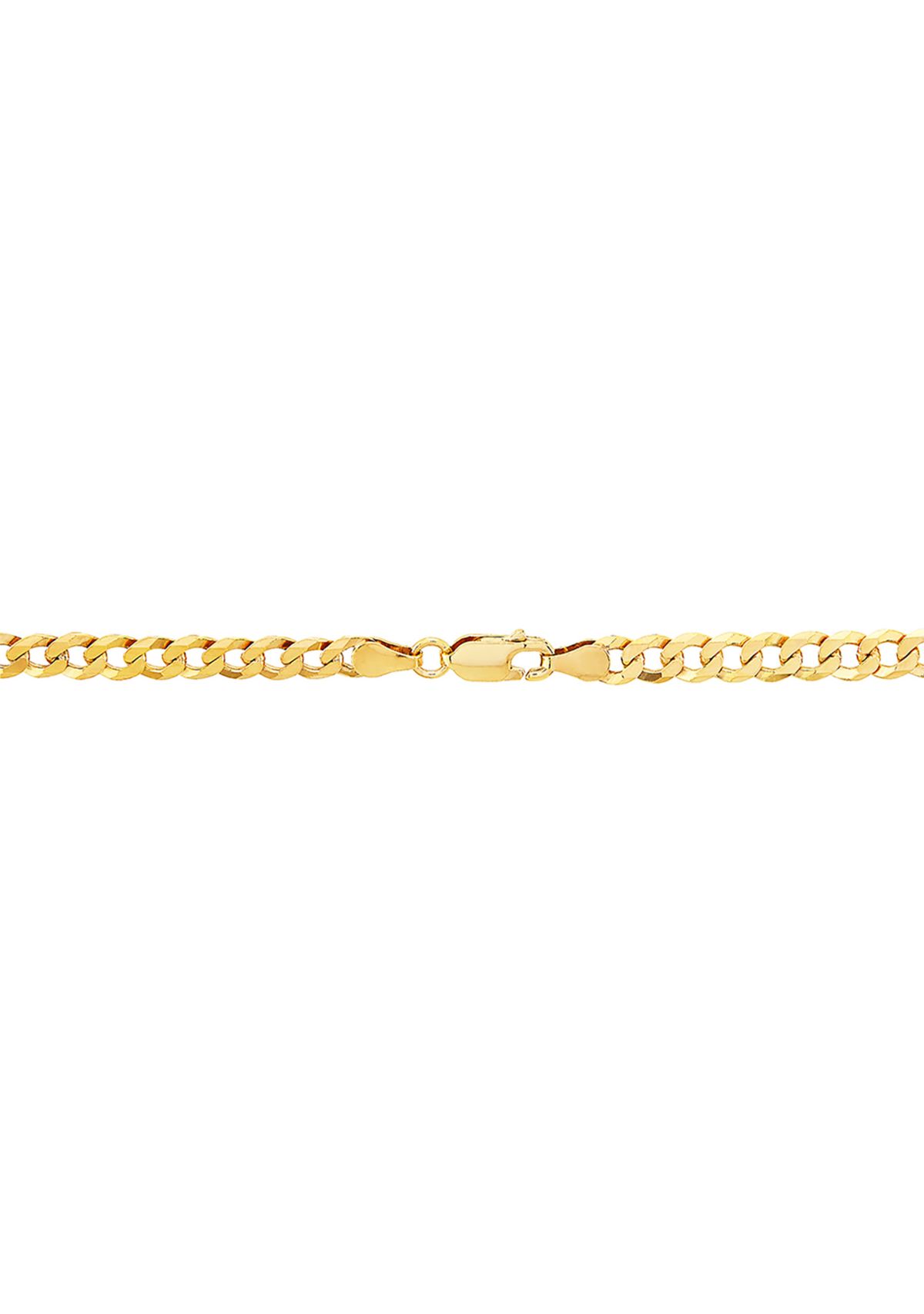 5 Millimeter Solid Flat Curb Chain Necklace in Gold over Sterling Silver