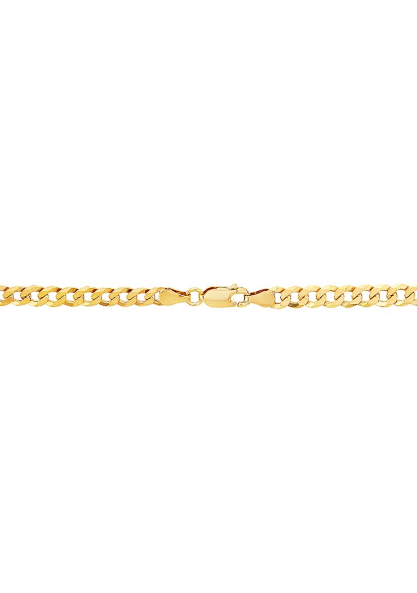 5 Millimeter Solid Flat Curb Chain Necklace in Gold over Sterling Silver