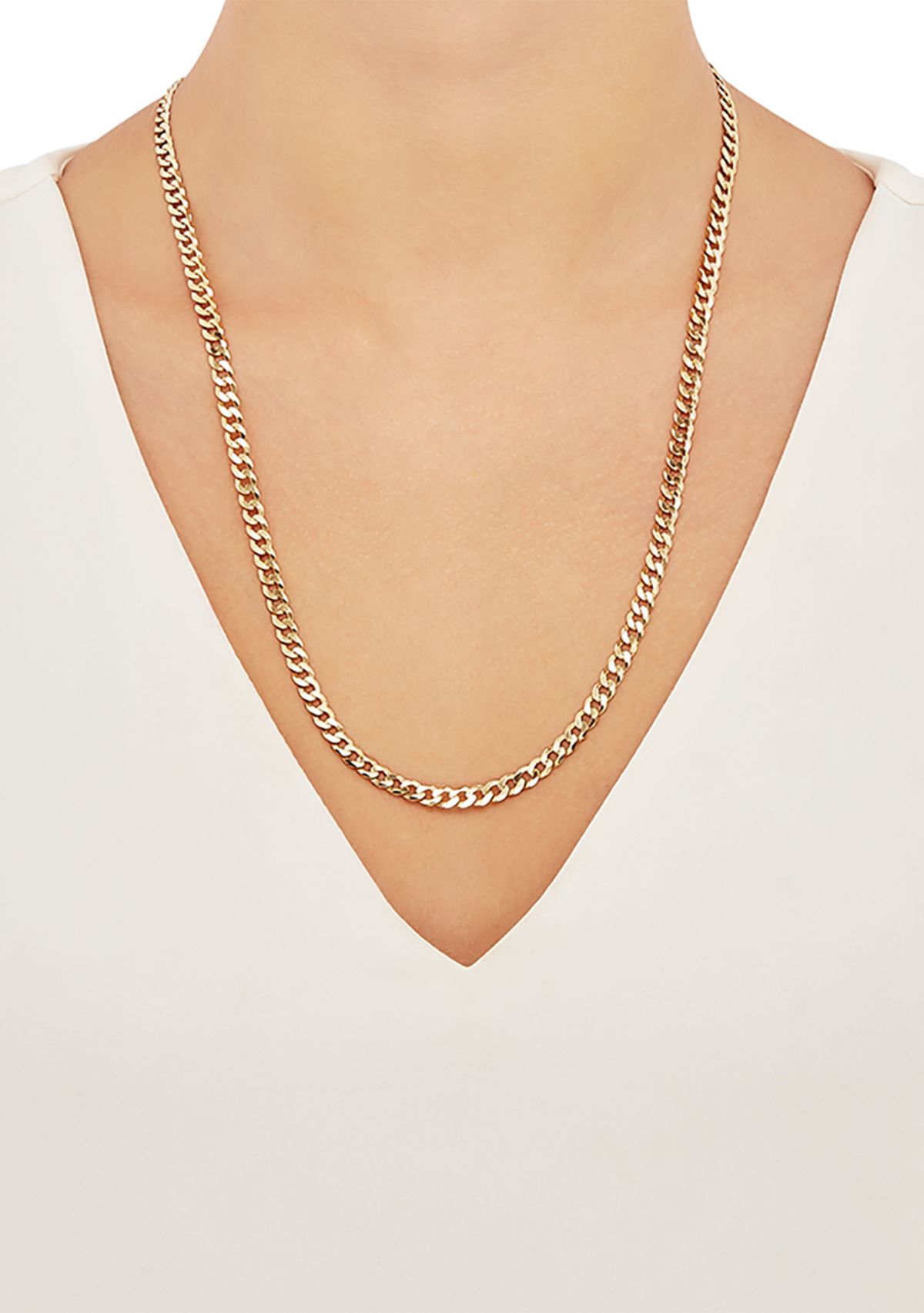 5 Millimeter Solid Flat Curb Chain Necklace in Gold over Sterling Silver