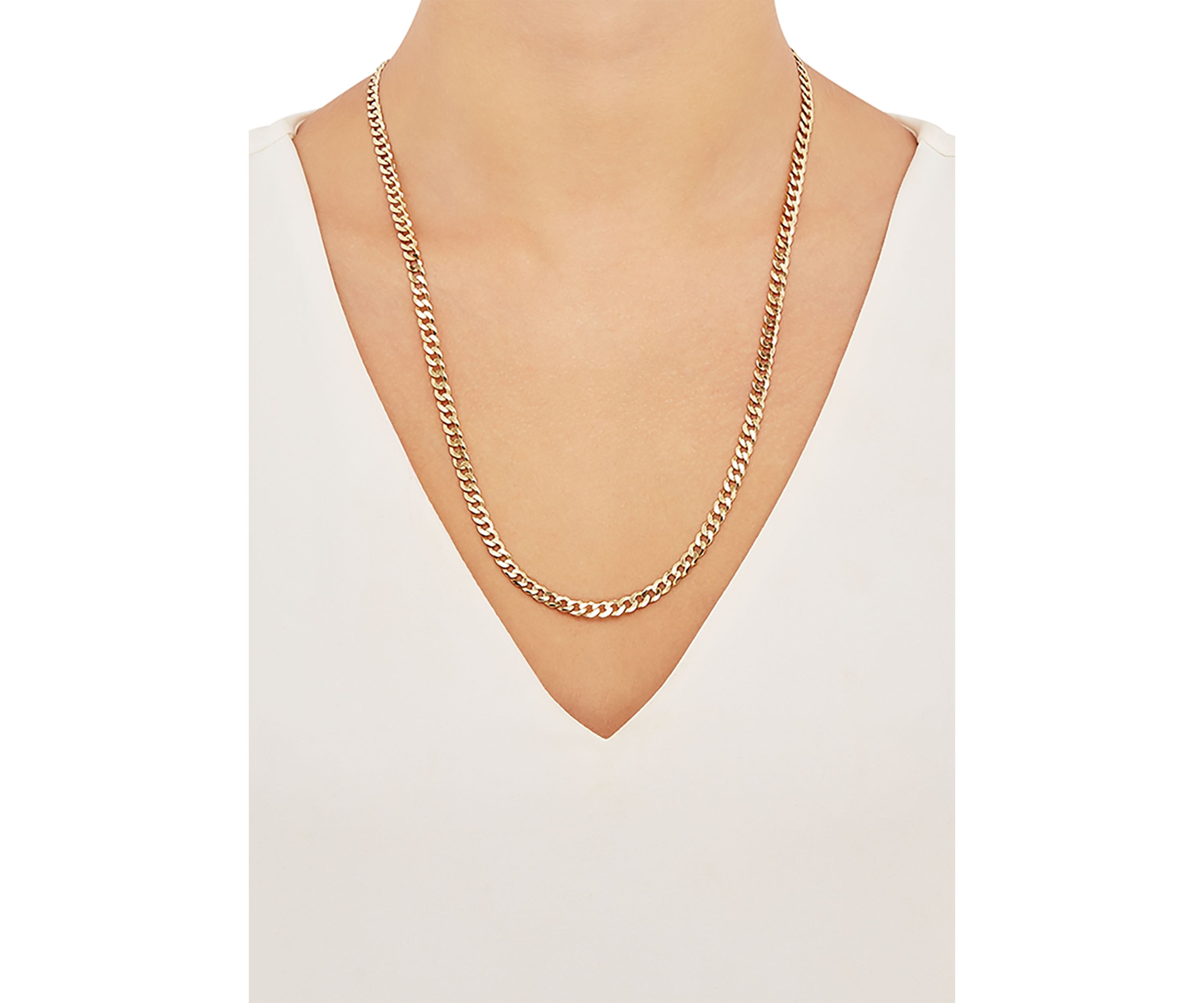 5 Millimeter Solid Flat Curb Chain Necklace in Gold over Sterling Silver