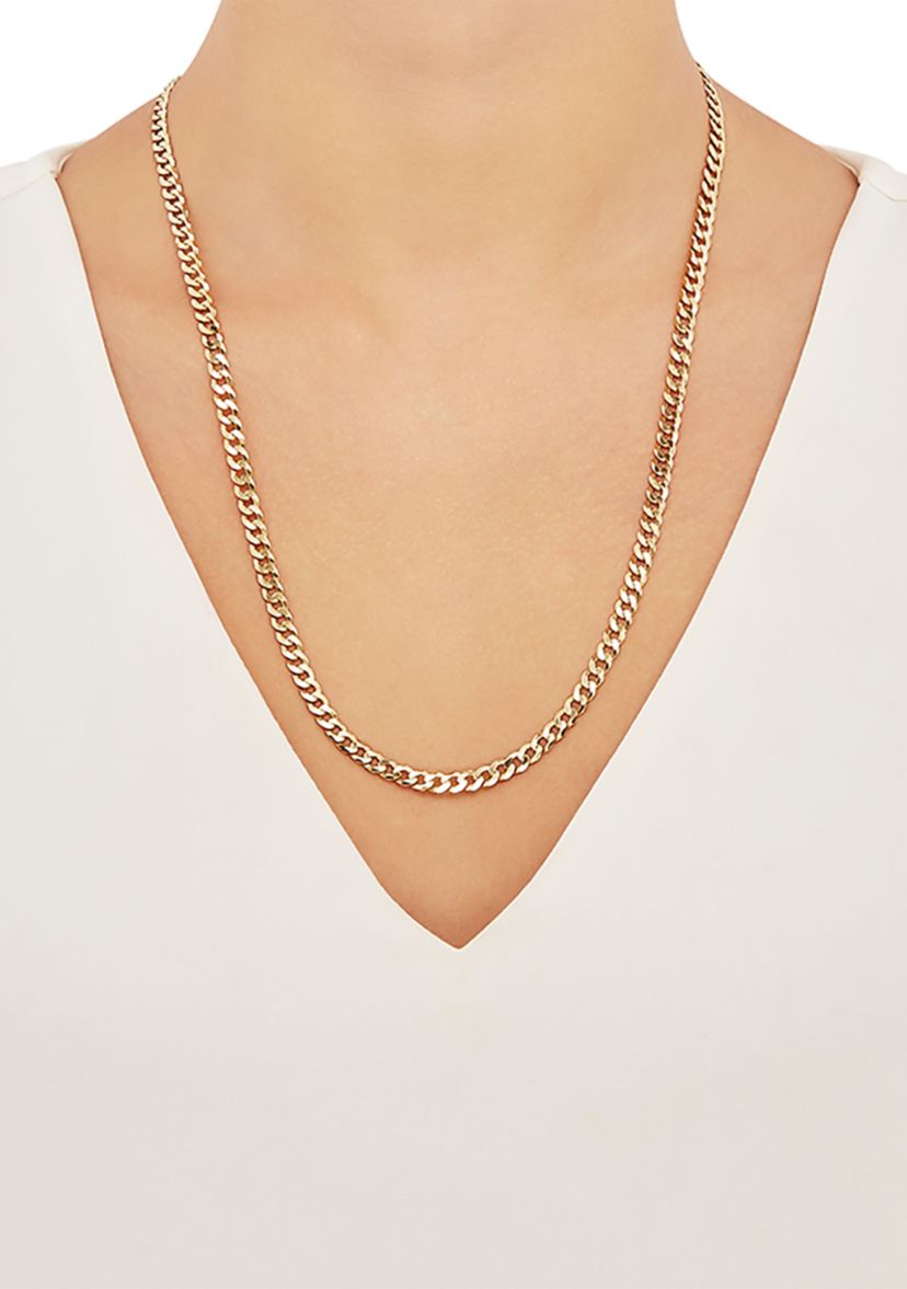 5 Millimeter Solid Flat Curb Chain Necklace in Gold over Sterling Silver