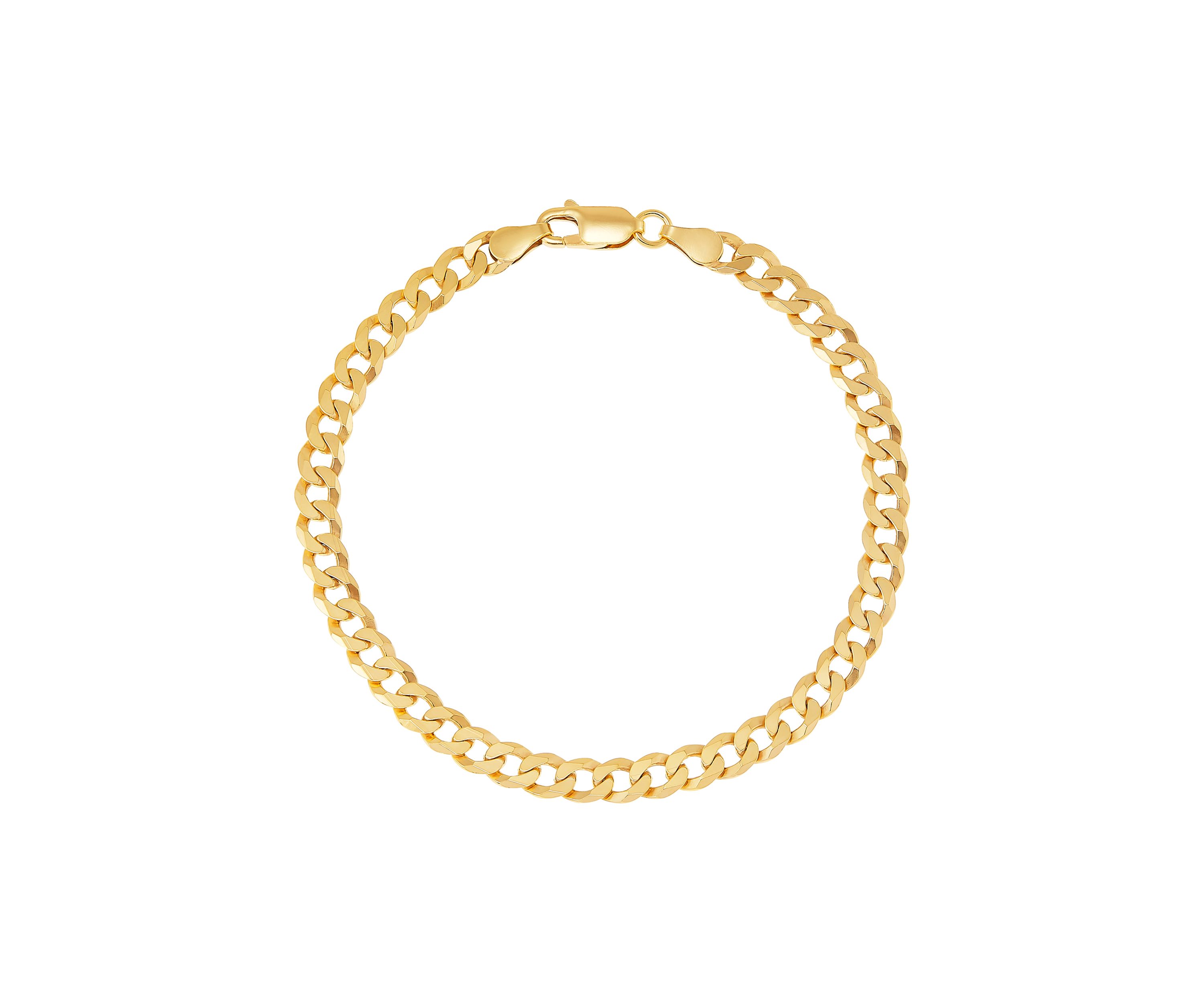 5 Millimeter Solid Flat Curb Chain Bracelet in Gold Over Sterling Silver