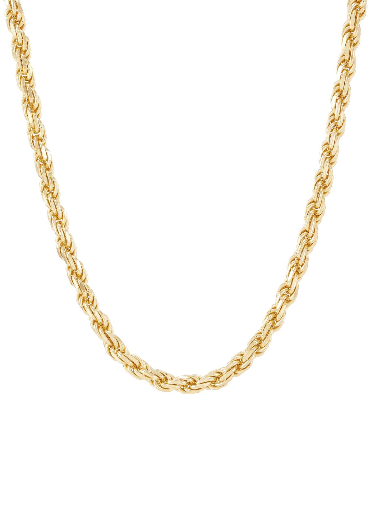 4 Millimeter Solid Rope Chain Necklace in Gold Over Sterling Silver