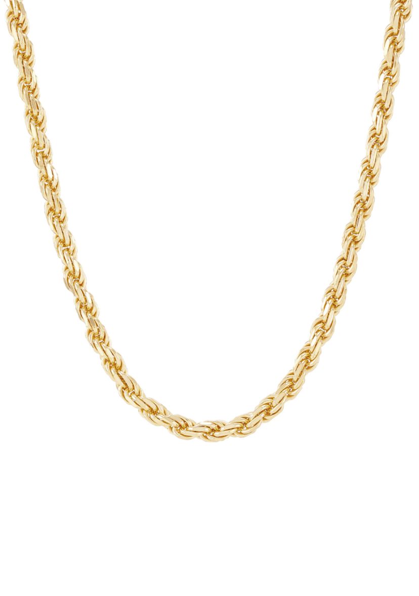 4 Millimeter Solid Rope Chain Necklace in Gold Over Sterling Silver