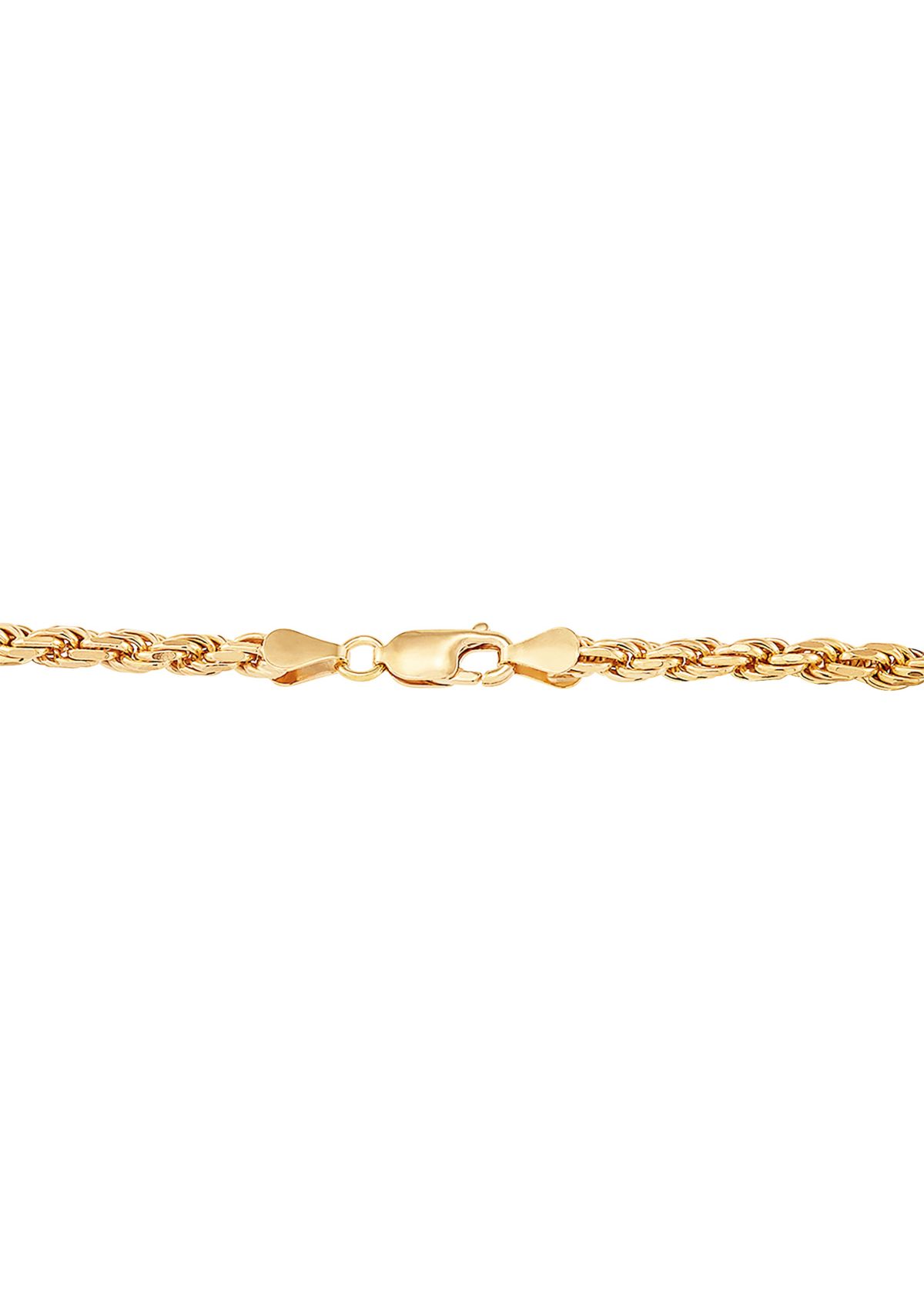 4 Millimeter Solid Rope Chain Necklace in Gold Over Sterling Silver