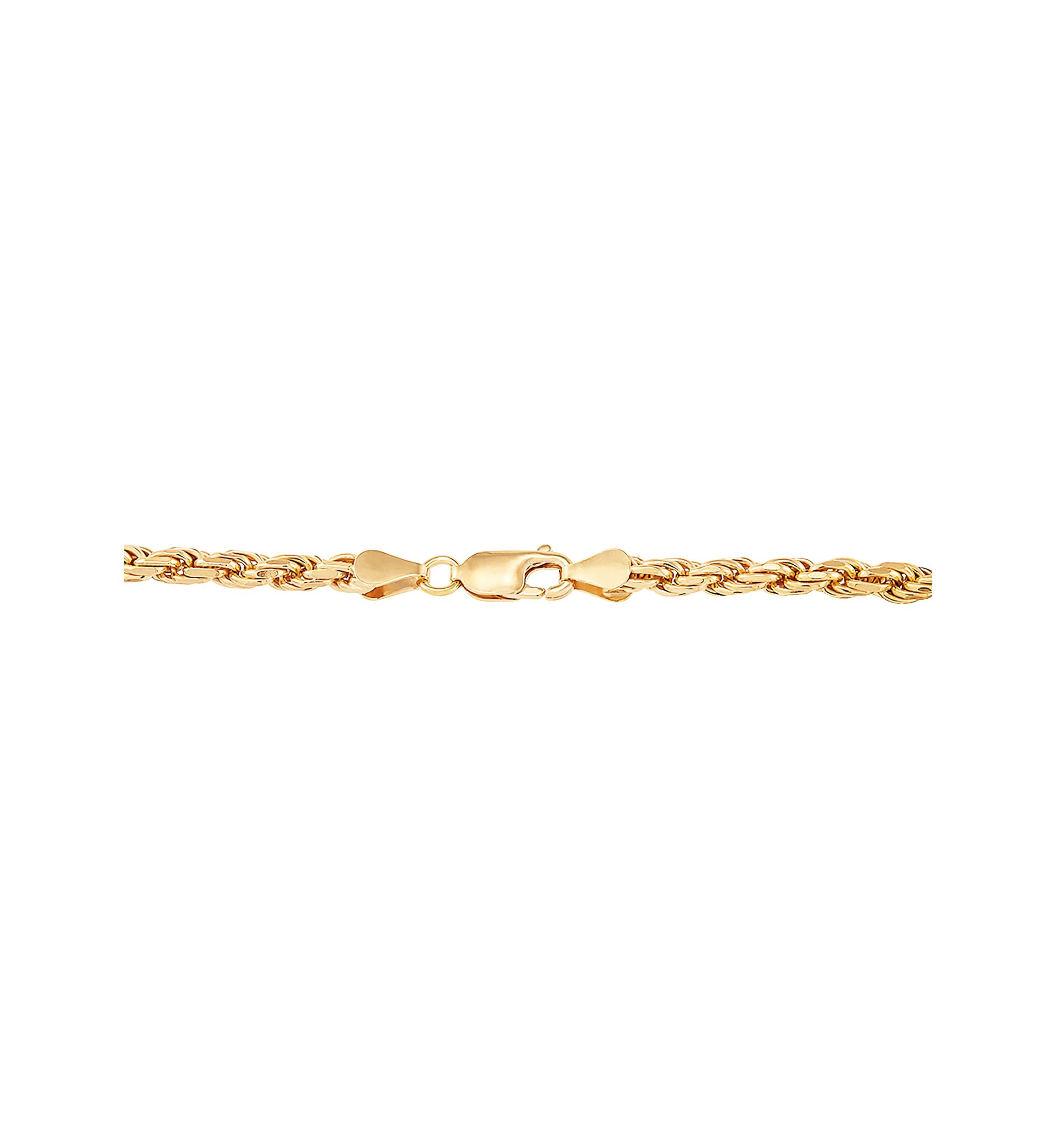 4 Millimeter Solid Rope Chain Necklace in Gold Over Sterling Silver