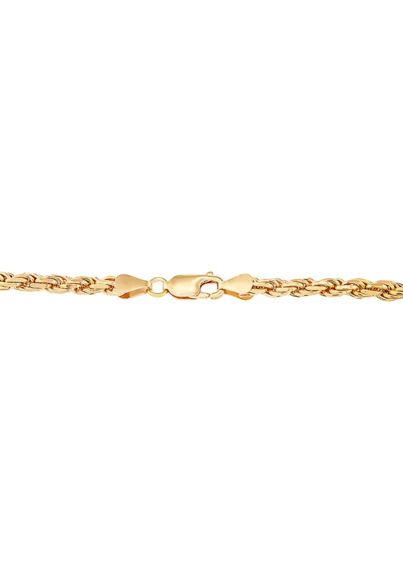 4 Millimeter Solid Rope Chain Necklace in Gold Over Sterling Silver