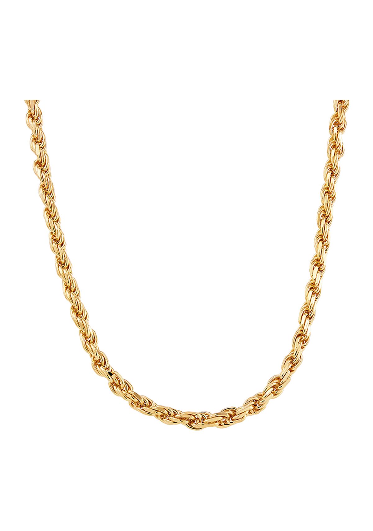4 Millimeter Solid Rope Chain Necklace in Gold over Sterling Silver
