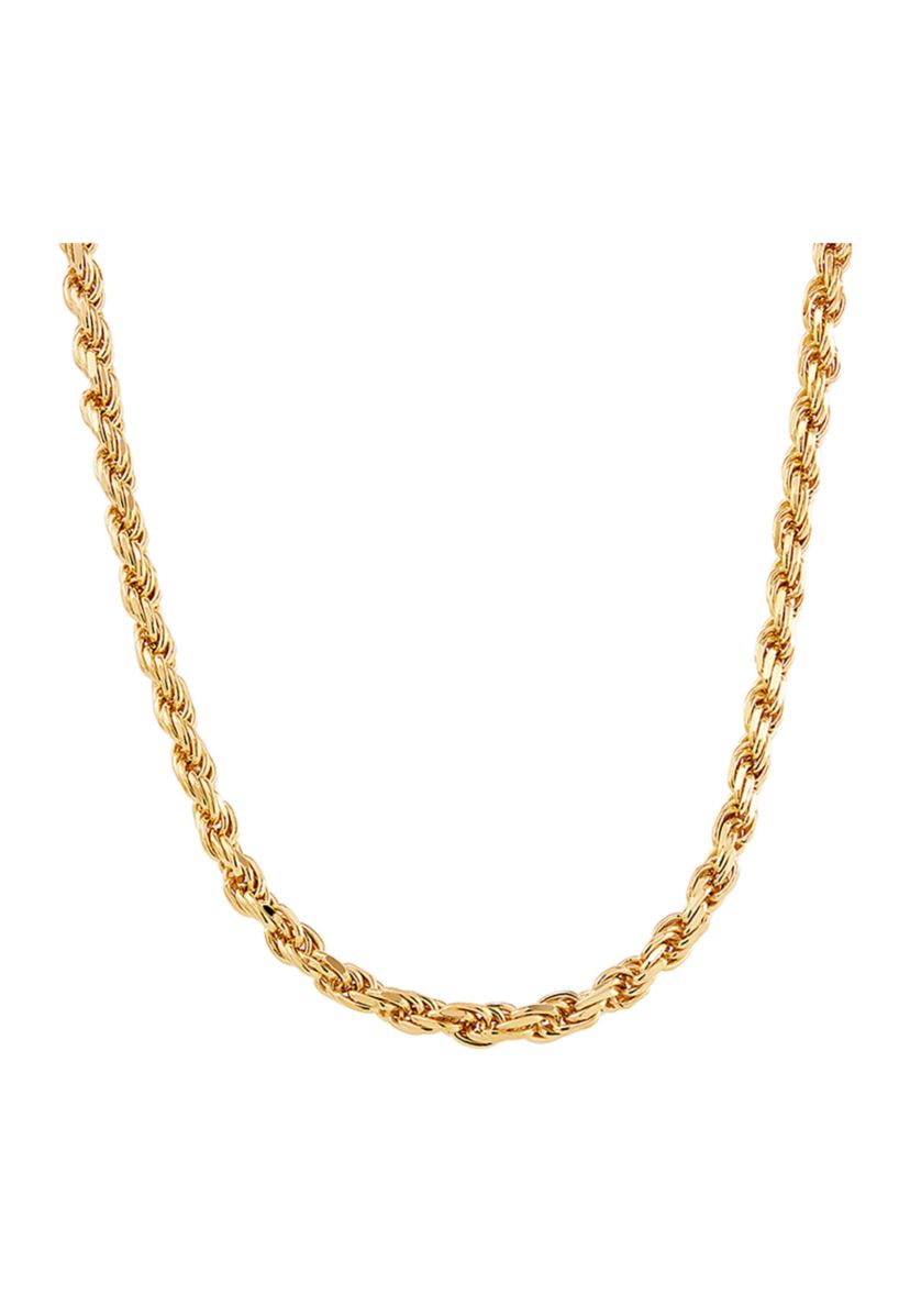 4 Millimeter Solid Rope Chain Necklace in Gold over Sterling Silver