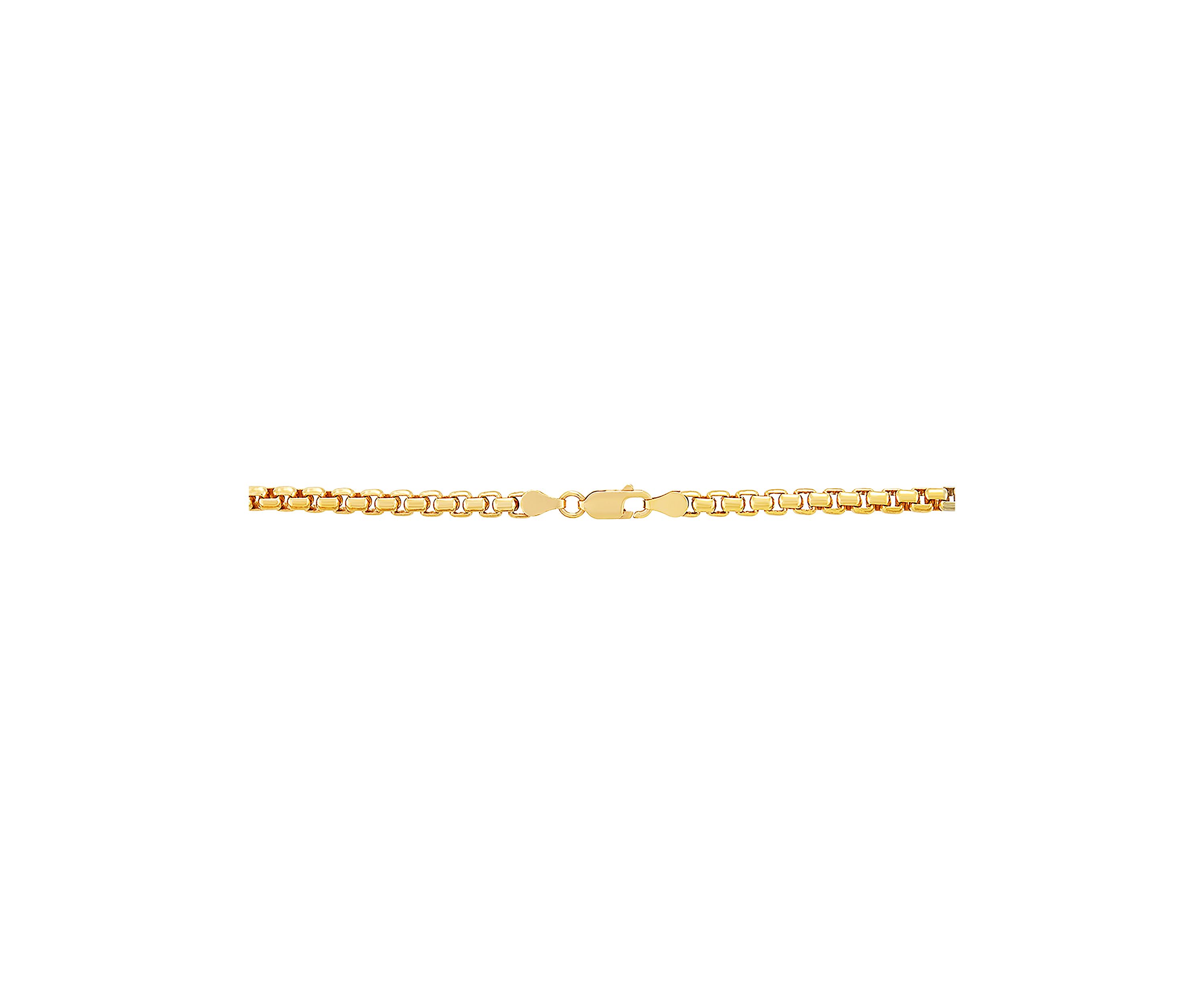 4.15 Millimeter Solid Round Box Chain Necklace in Gold Over Sterling Silver