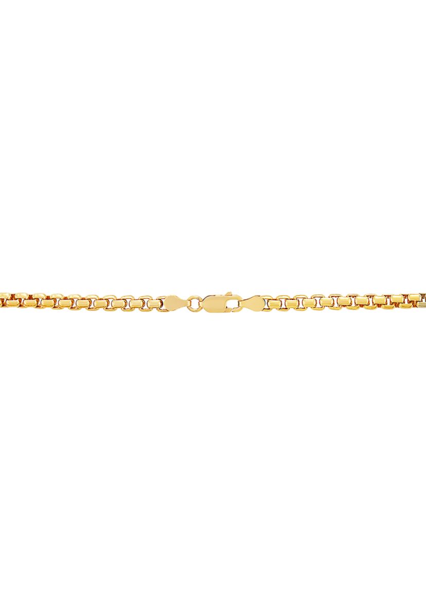 4.15 Millimeter Solid Round Box Chain Necklace in Gold Over Sterling Silver