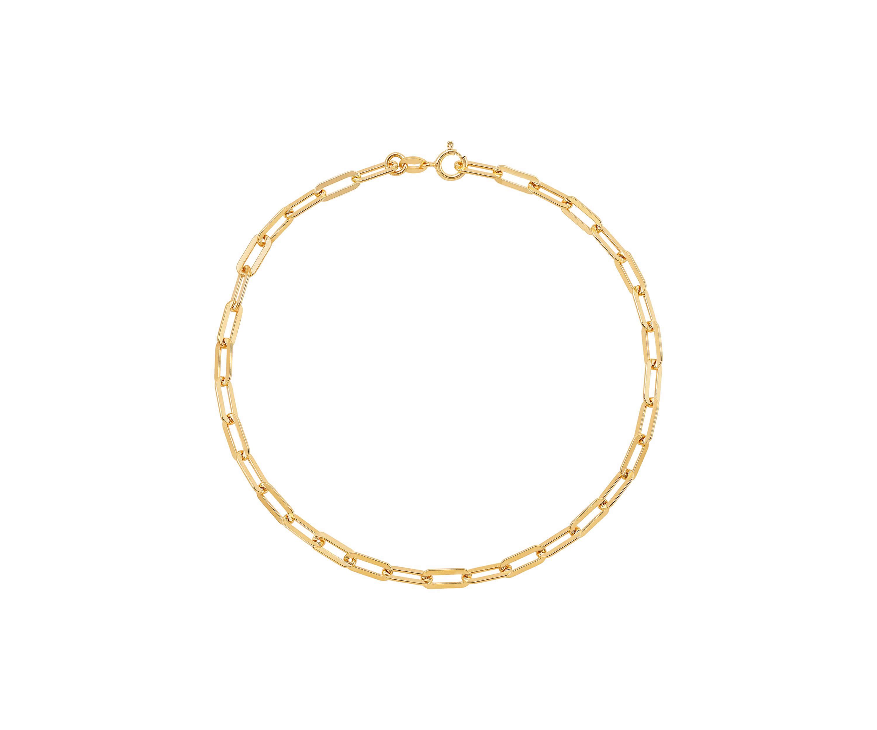 3.9 Millimeter Solid Paperclip Chain Bracelet in Gold Over Sterling Silver