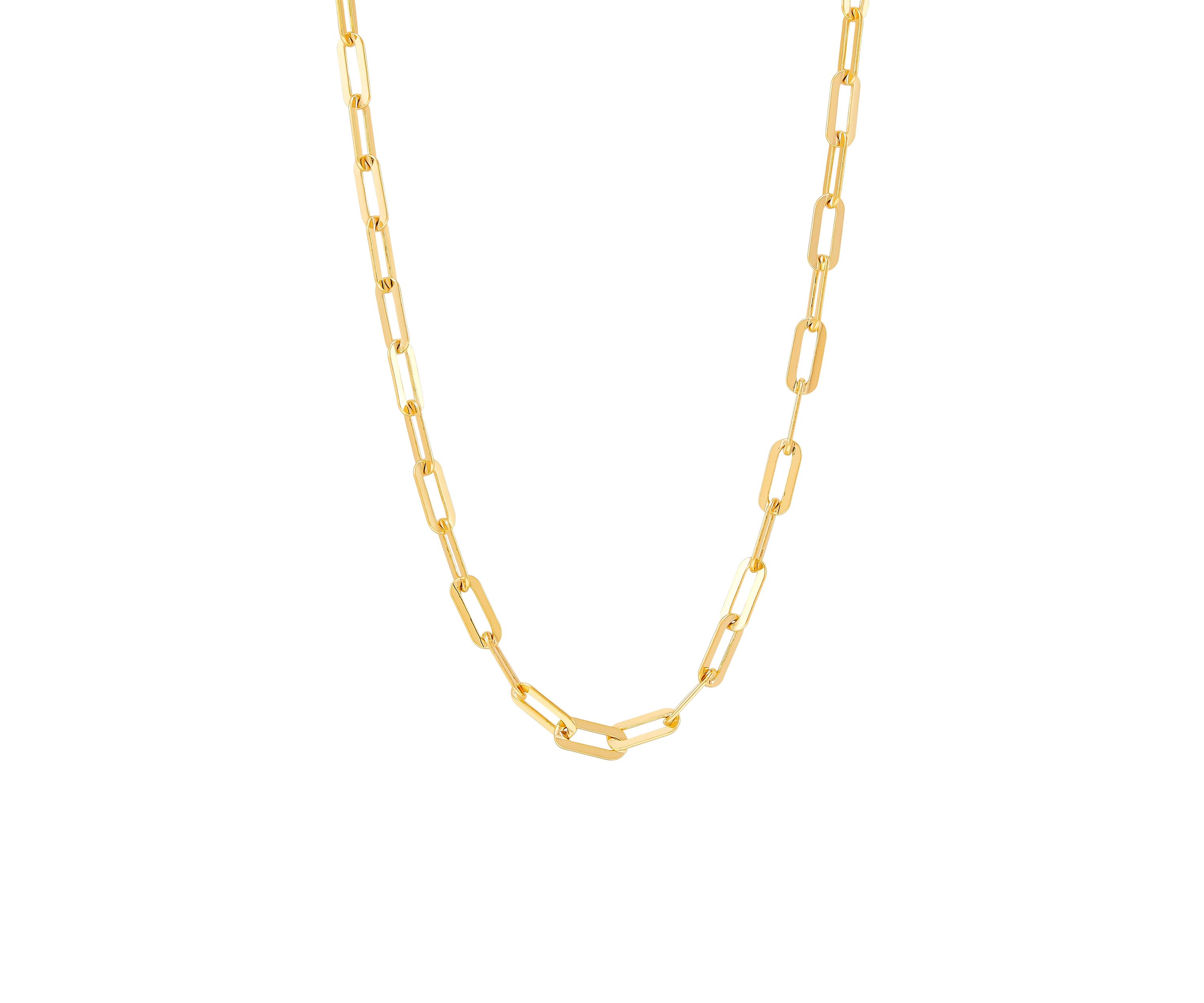 3.9 Millimeter Solid Paperclip Chain Necklace in Gold Over Sterling Silver