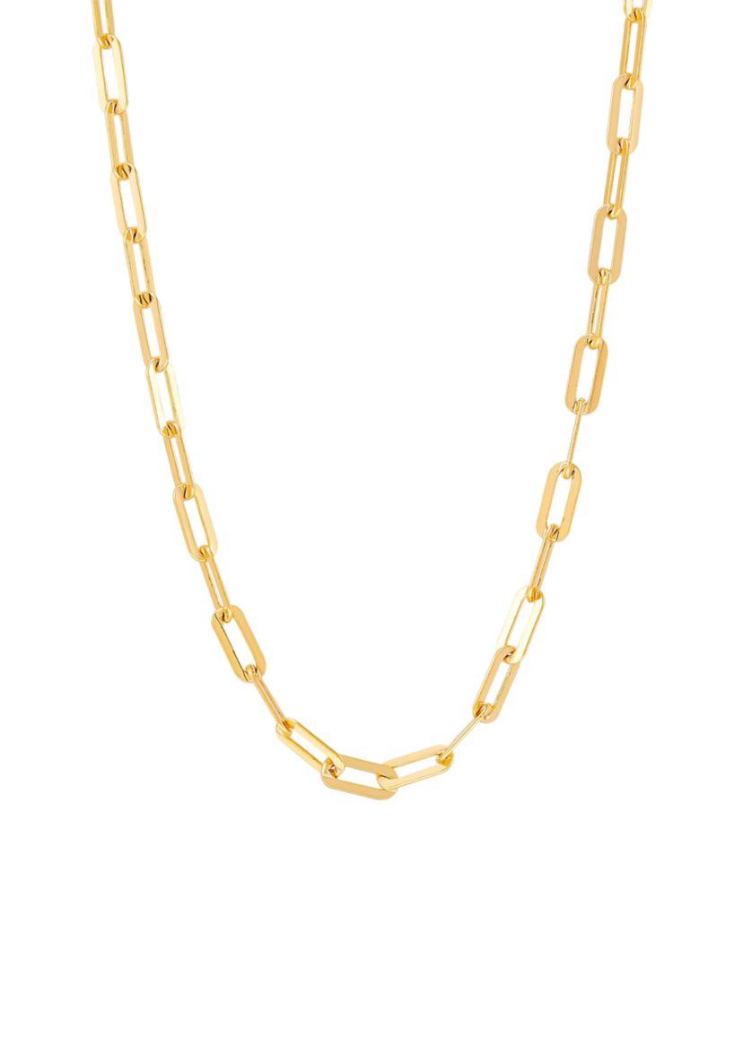 3.9 Millimeter Solid Paperclip Chain Necklace in Gold Over Sterling Silver