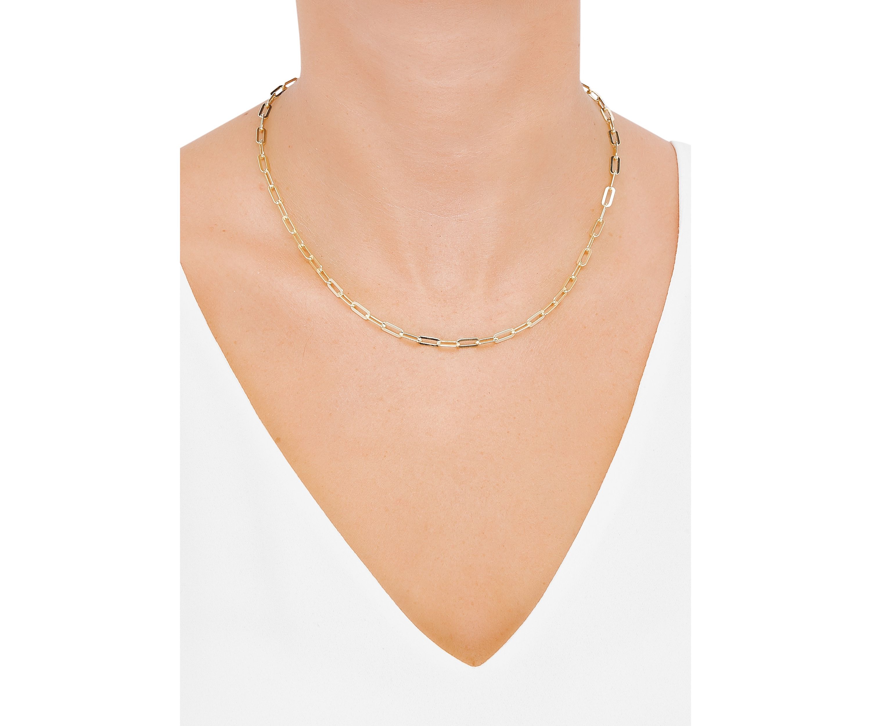 3.9 Millimeter Solid Paperclip Chain Necklace in Gold Over Sterling Silver