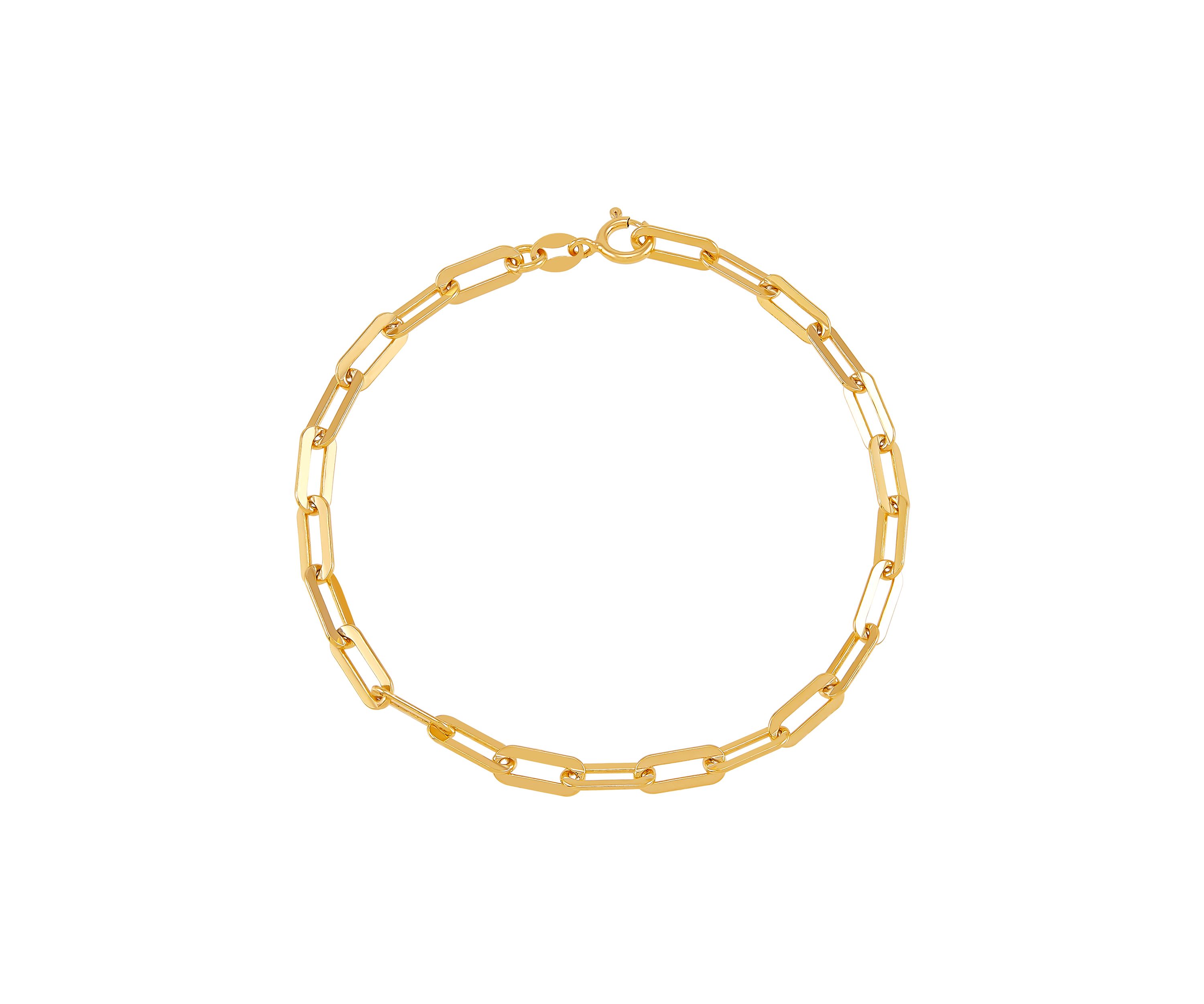 3.9 Millimeter Solid Paperclip Chain Bracelet in Gold over Sterling Silver