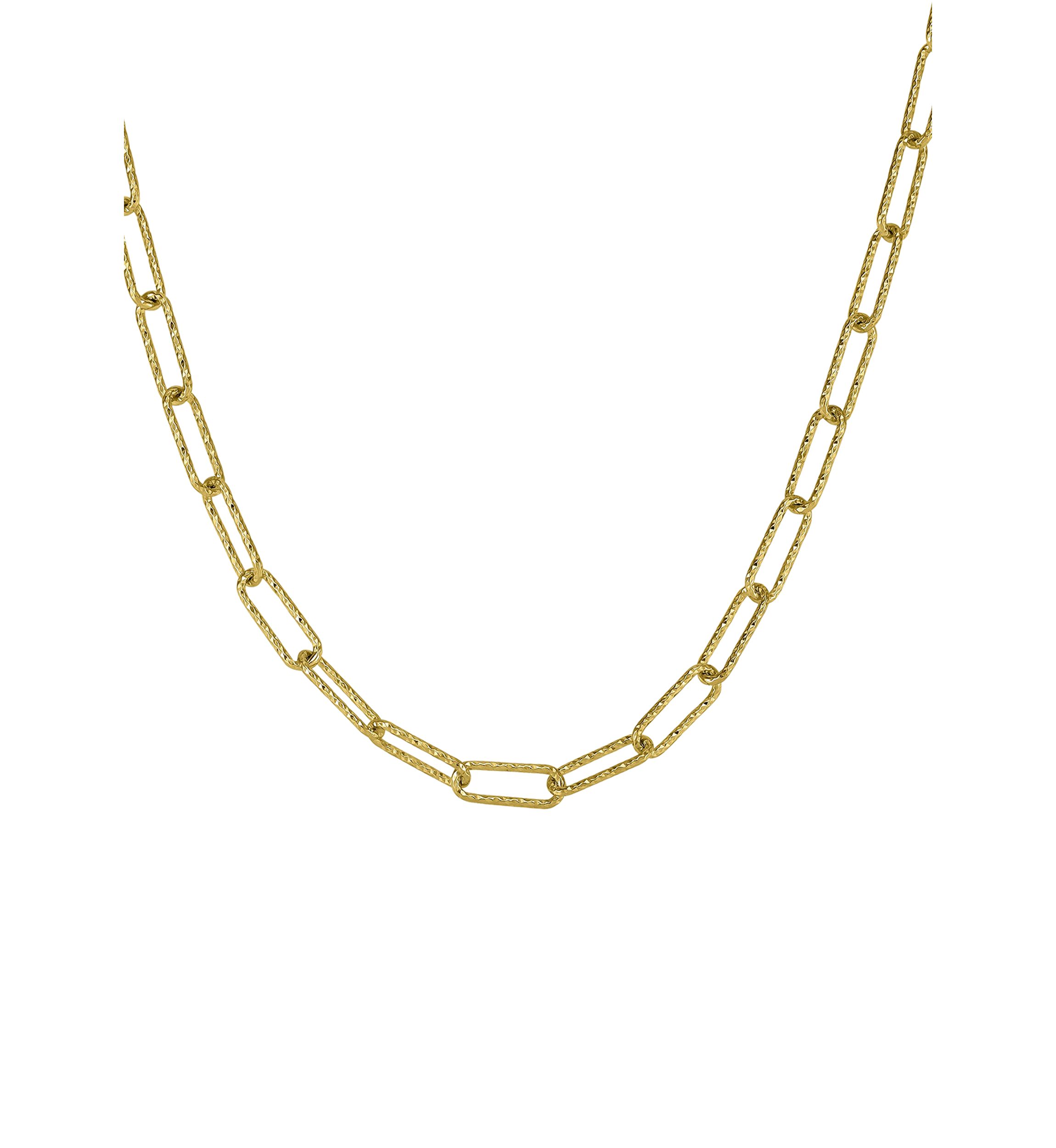 4.9 Millimeter Solid Paperclip Chain Necklace in Gold Over Sterling Silver