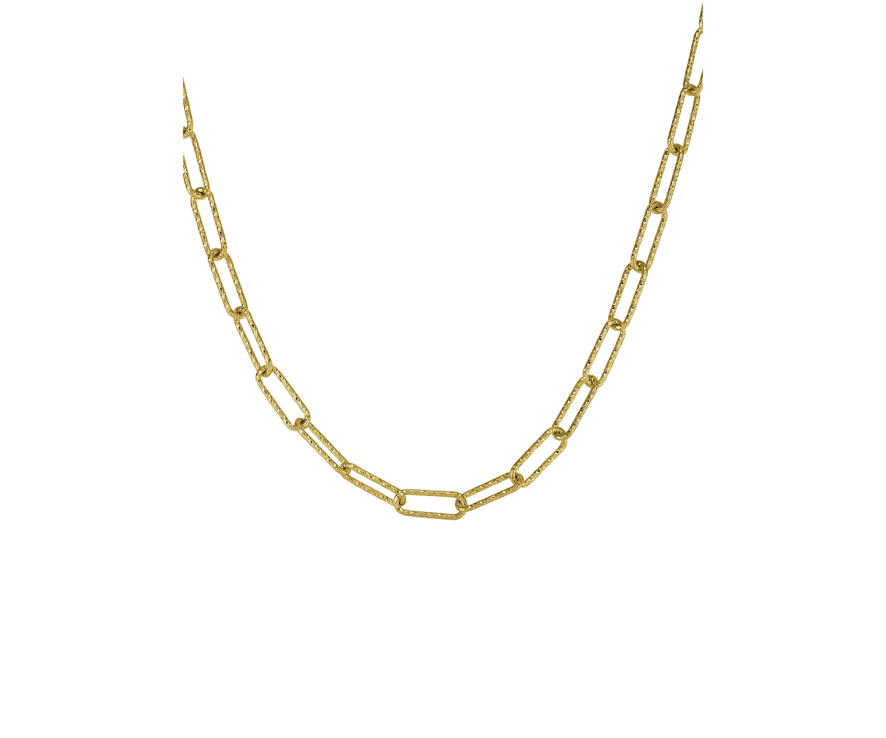 4.9 Millimeter Solid Paperclip Chain Necklace in Gold Over Sterling Silver