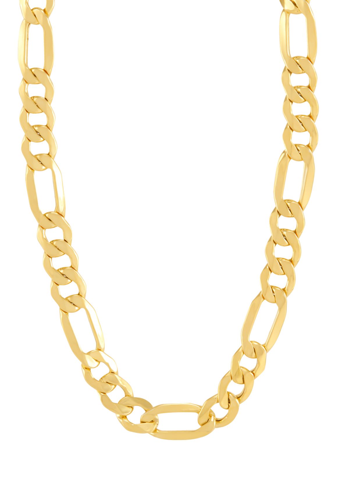 8.5 Millimeter Hollow Figaro Chain Necklace in Gold Over Silver
