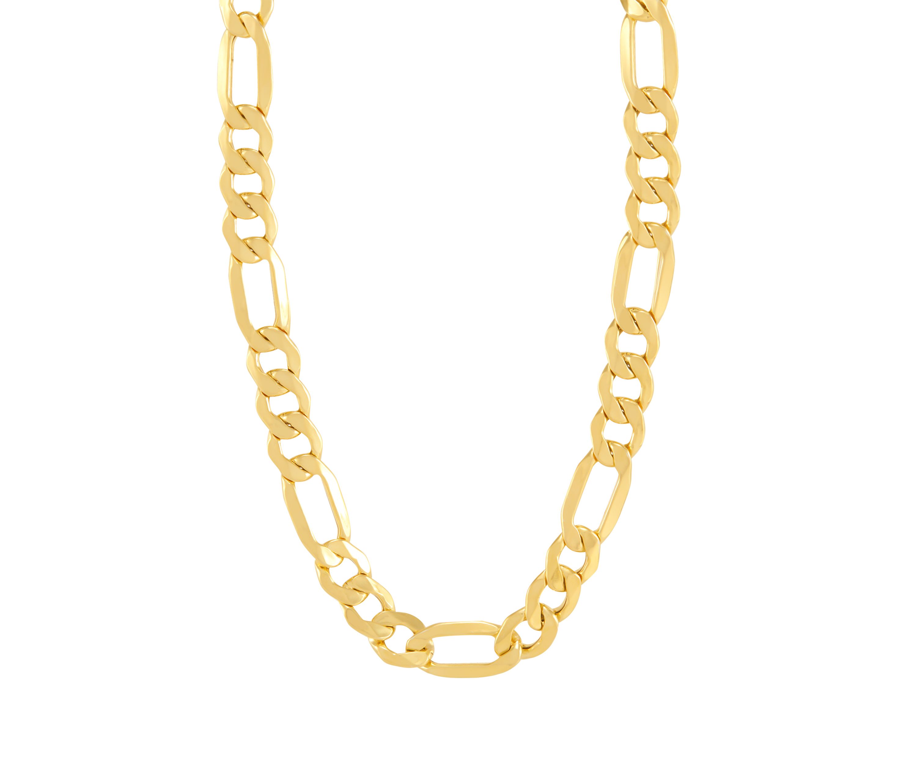 8.5 Millimeter Hollow Figaro Chain Necklace in Gold Over Silver