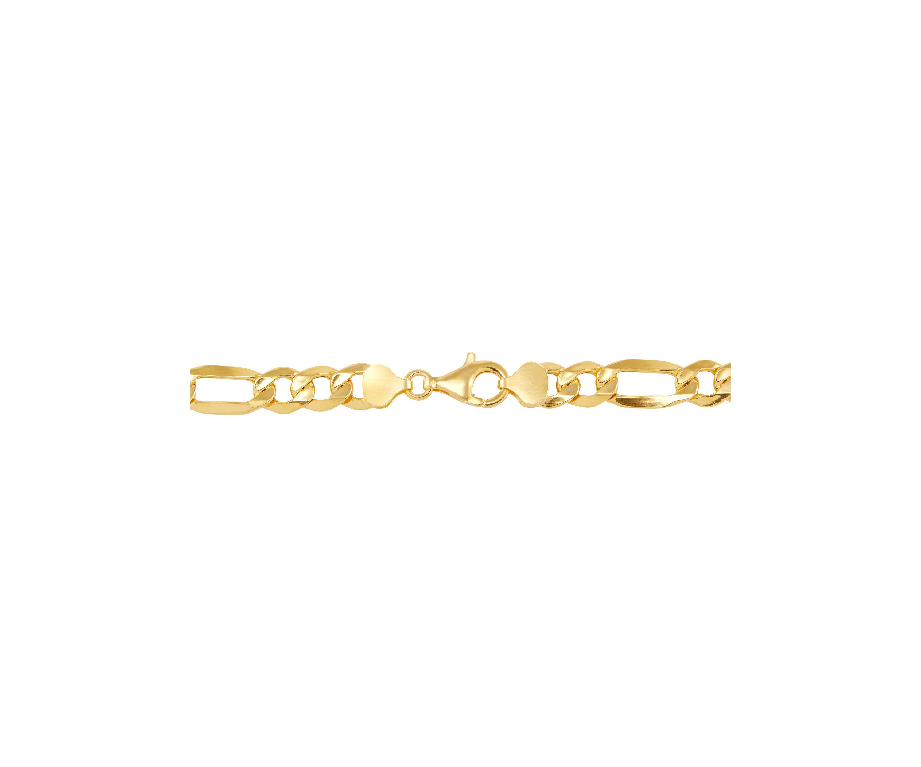 8.5 Millimeter Hollow Figaro Chain Necklace in Gold Over Silver