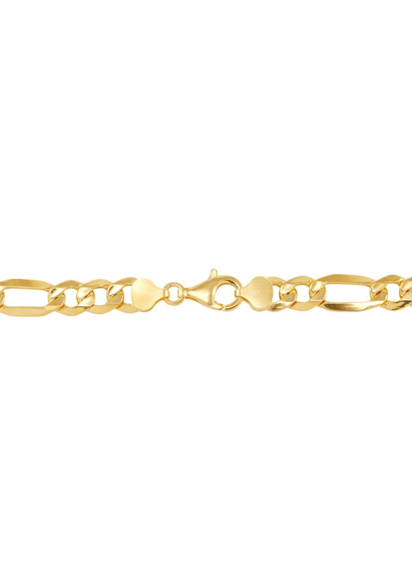 8.5 Millimeter Hollow Figaro Chain Necklace in Gold Over Silver