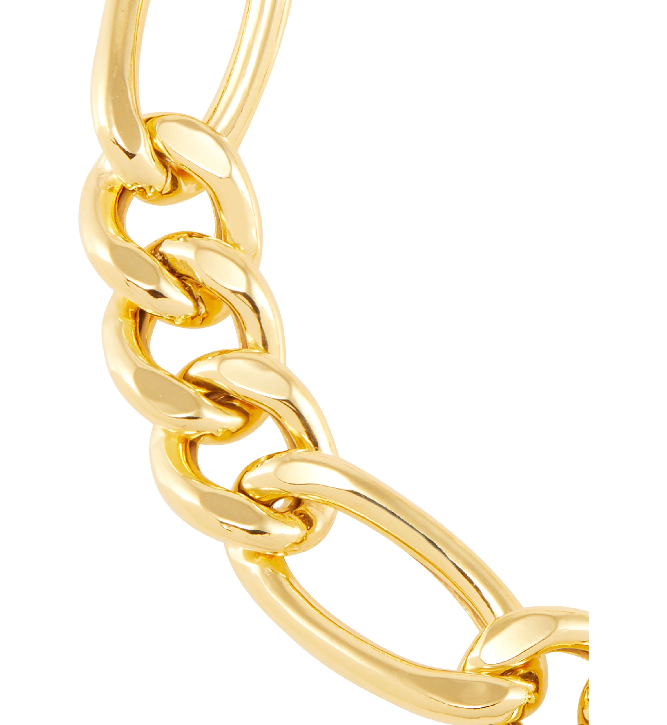 11.4 Millimeter Hollow Figaro Chain Bracelet in Gold Over Silver