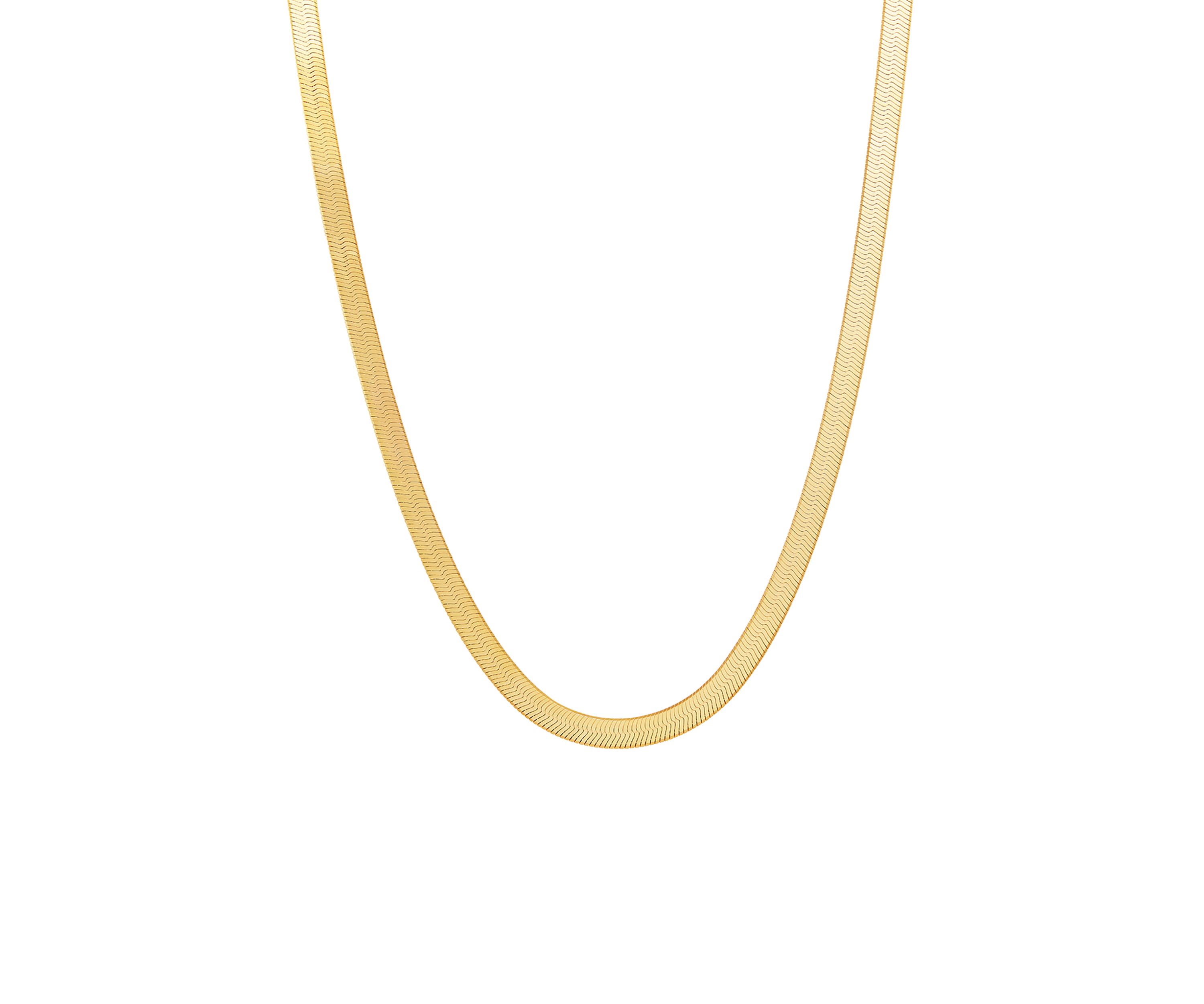 Herringbone Chain Necklace in Gold Over Sterling Silver