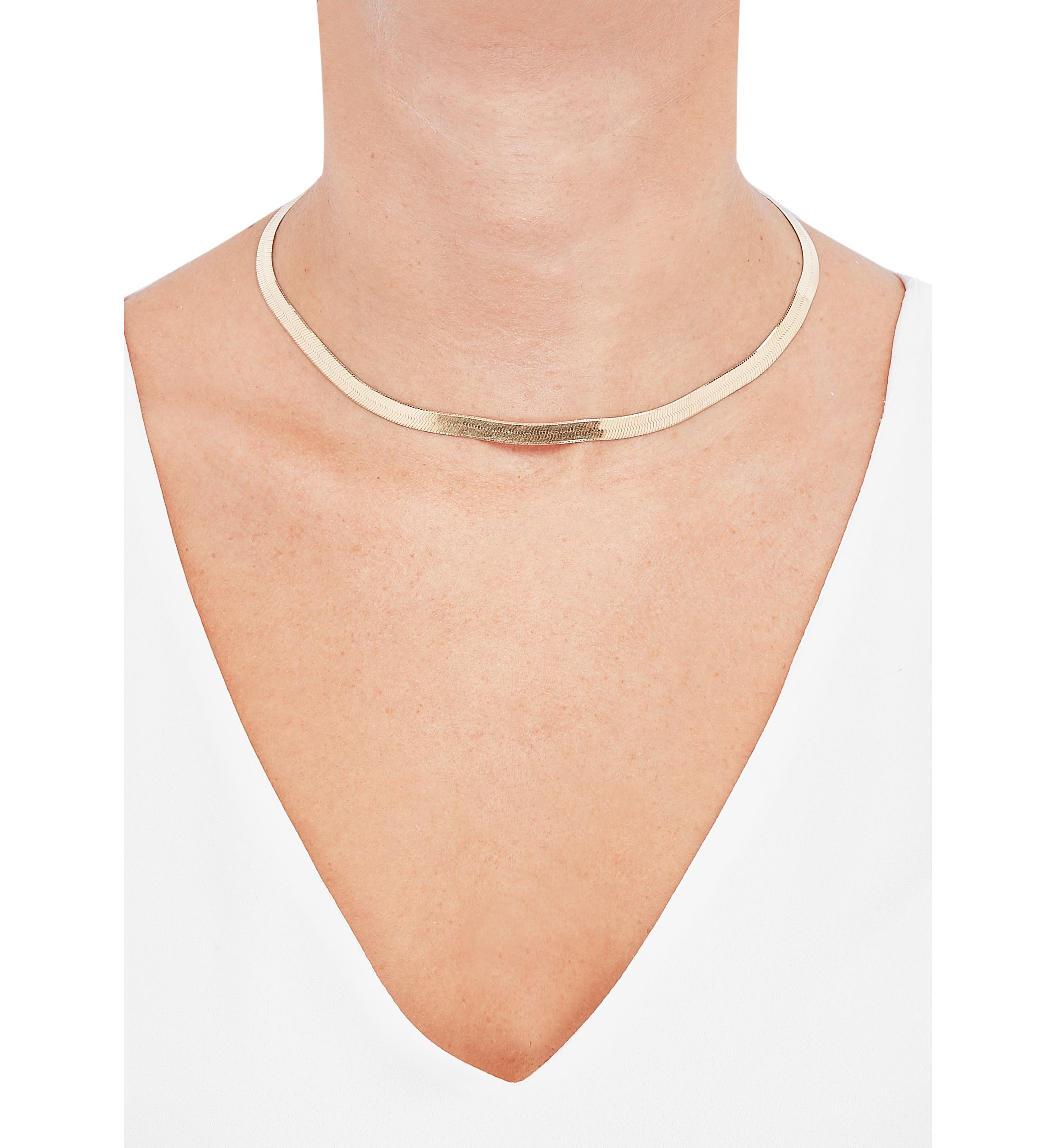 Herringbone Chain Necklace in Gold Over Sterling Silver