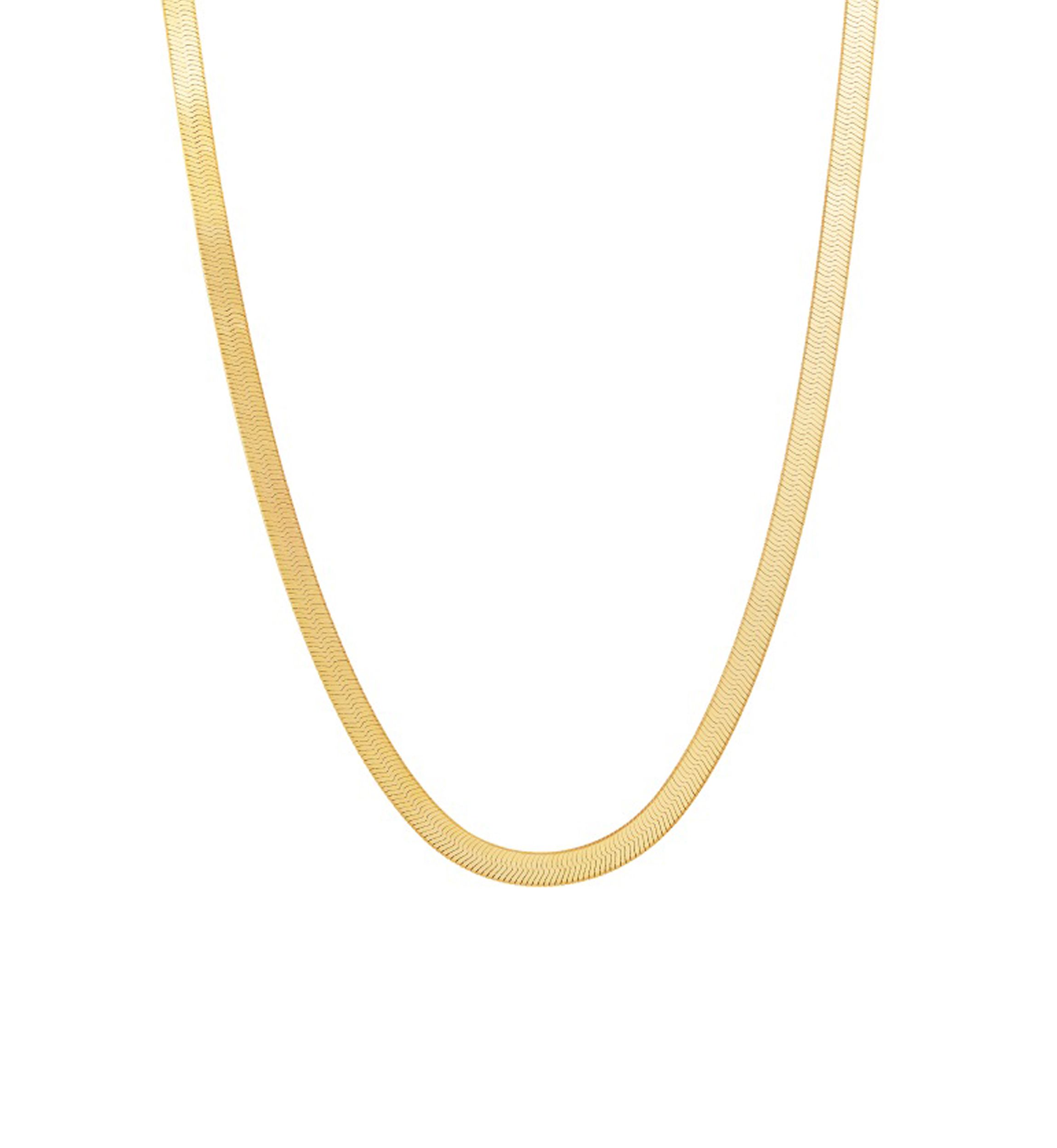 5.4 Millimeter Solid Herringbone Chain Necklace in Gold Over Sterling Silver