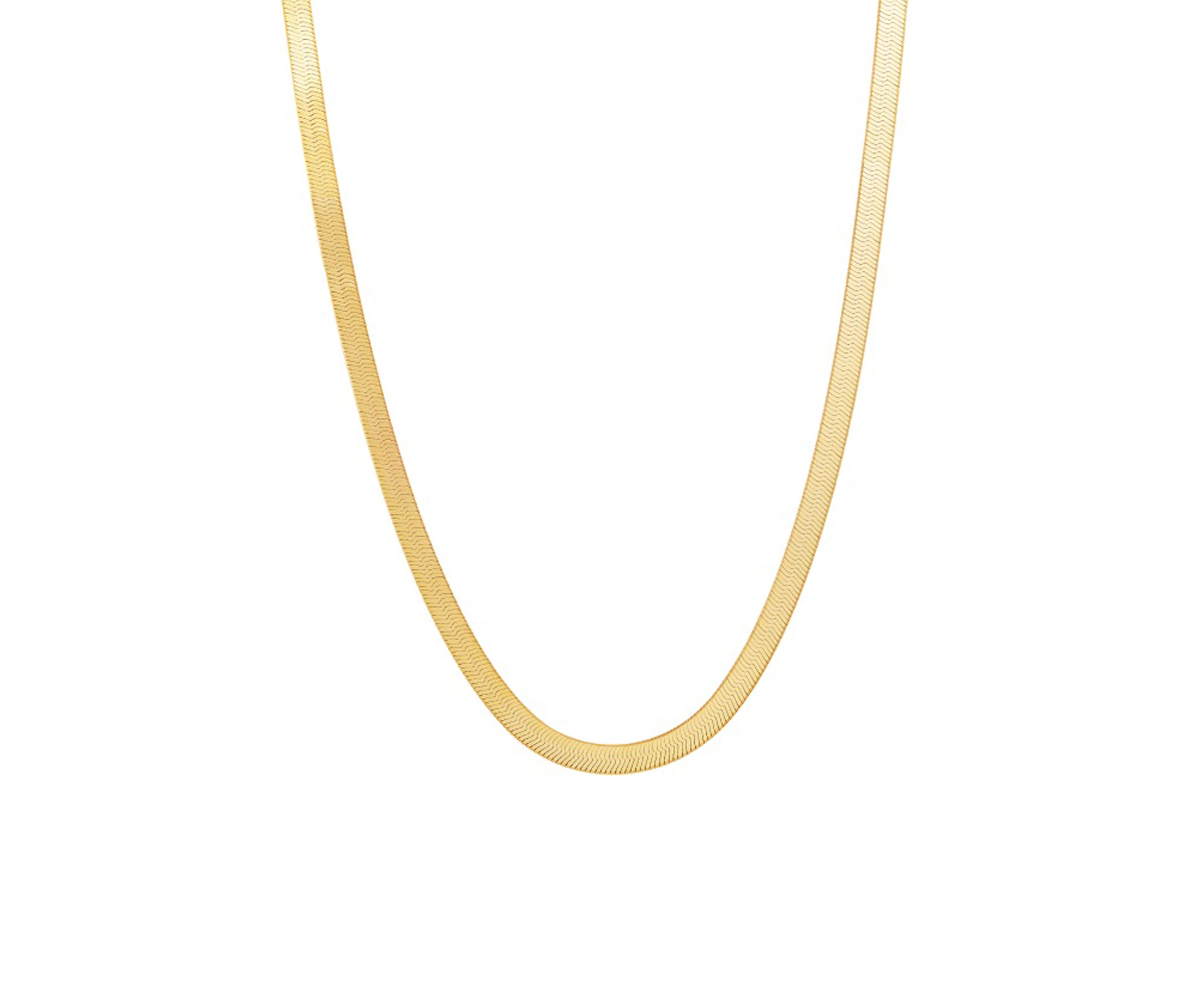 5.4 Millimeter Solid Herringbone Chain Necklace in Gold Over Sterling Silver