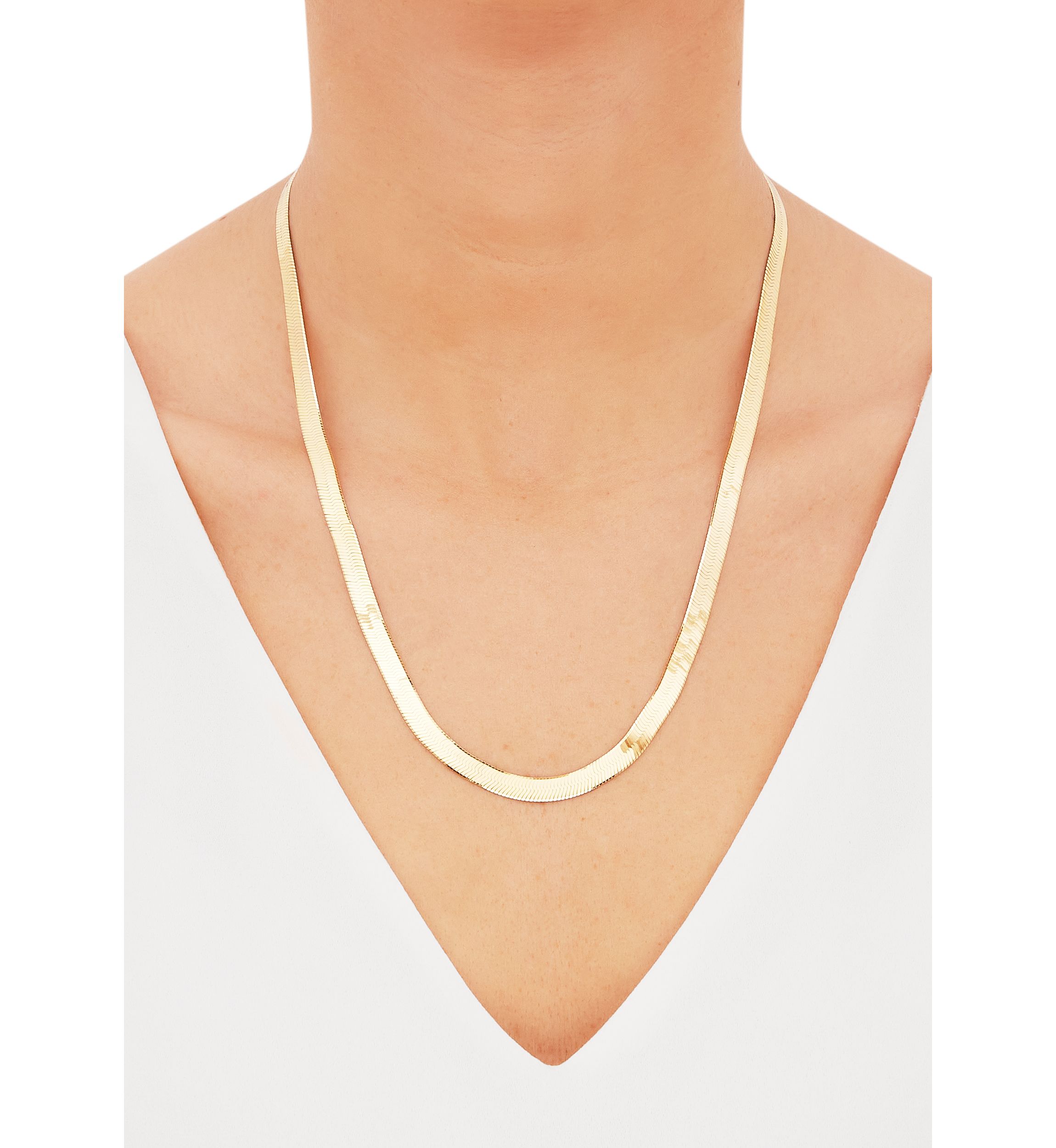 5.4 Millimeter Solid Herringbone Chain Necklace in Gold Over Sterling Silver